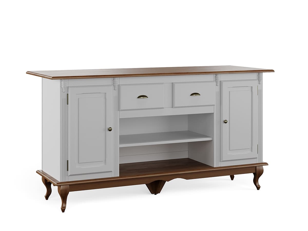 Mesa Ilha Hanover 95 x 176 x 70 cm (A x L x P) - Cor Branco - Imbuia Glazer 