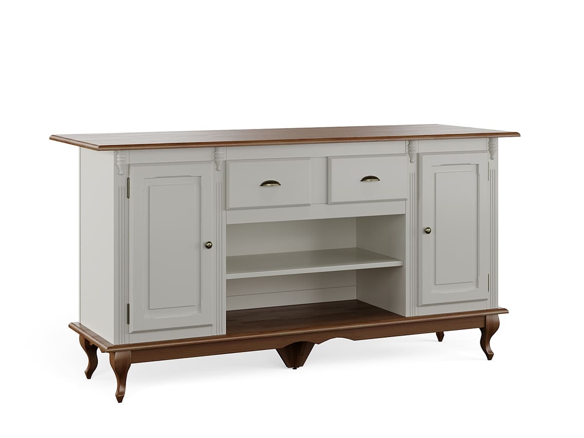 Mesa Ilha Hanover 95 x 176 x 70 cm (A x L x P) - Cor Offwhite - Imbuia Glazer 