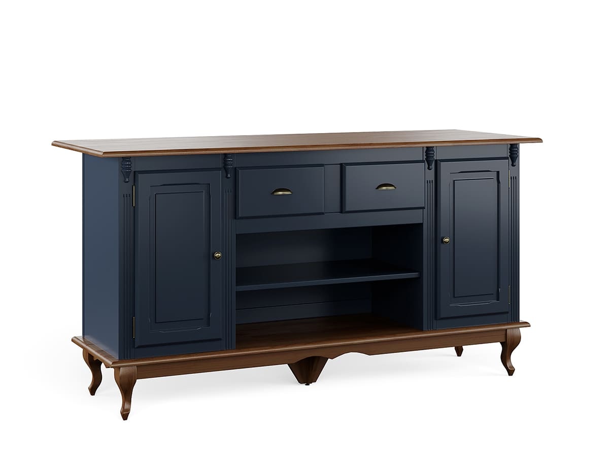 Mesa Ilha Hanover 95 x 176 x 70 cm (A x L x P) - Cor Azul Petróleo - Imbuia Glazer 