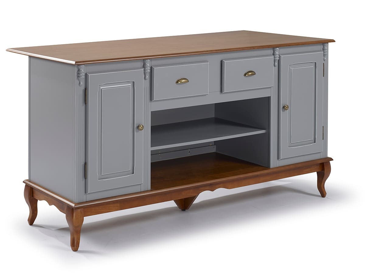 Mesa Ilha Hanover 95 x 176 x 70 cm (A x L x P) - Cor Cinza Escuro - Imbuia Glazer 