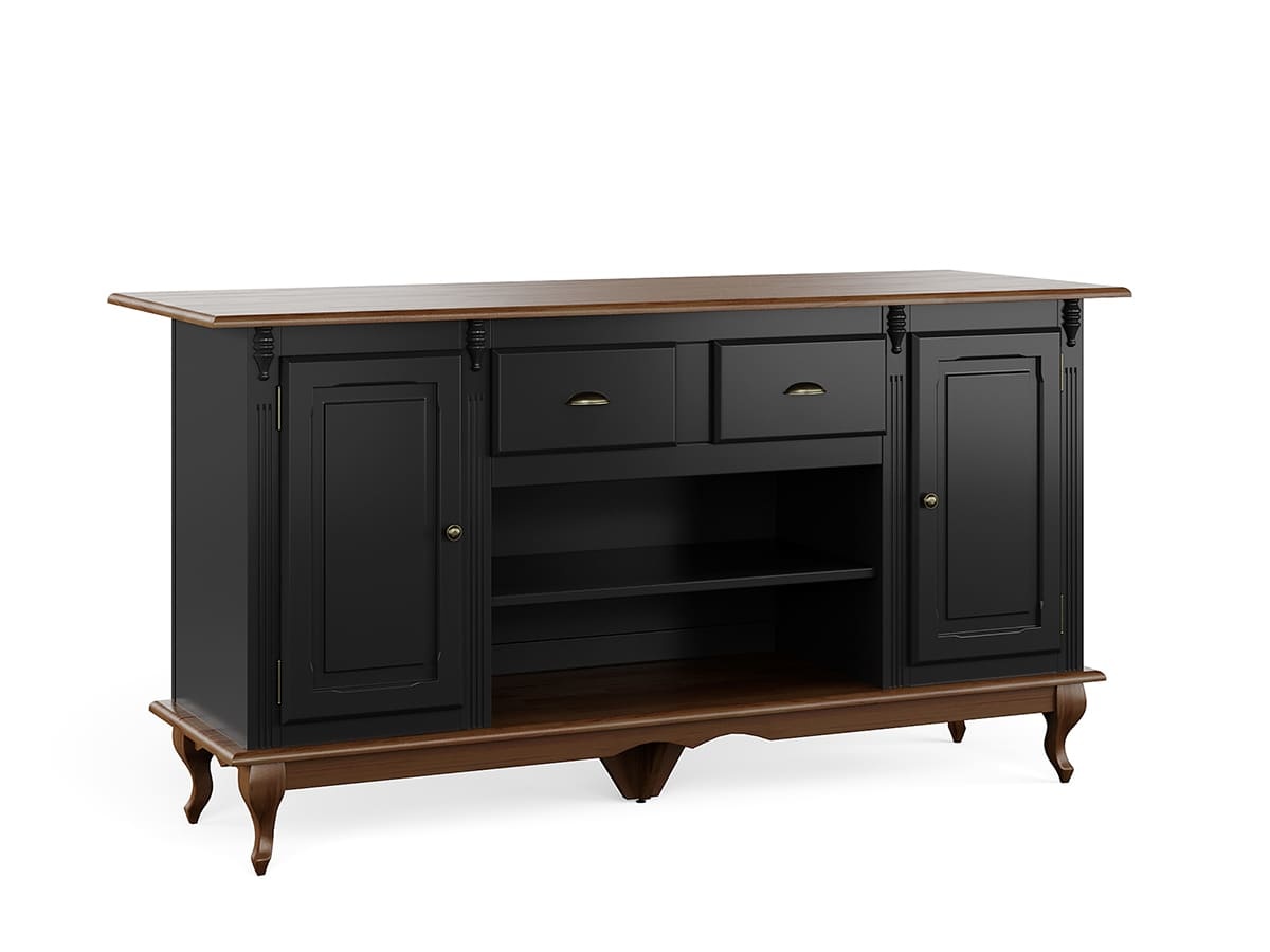 Mesa Ilha Hanover 95 x 176 x 70 cm (A x L x P) - Cor Preto - Imbuia Glazer 