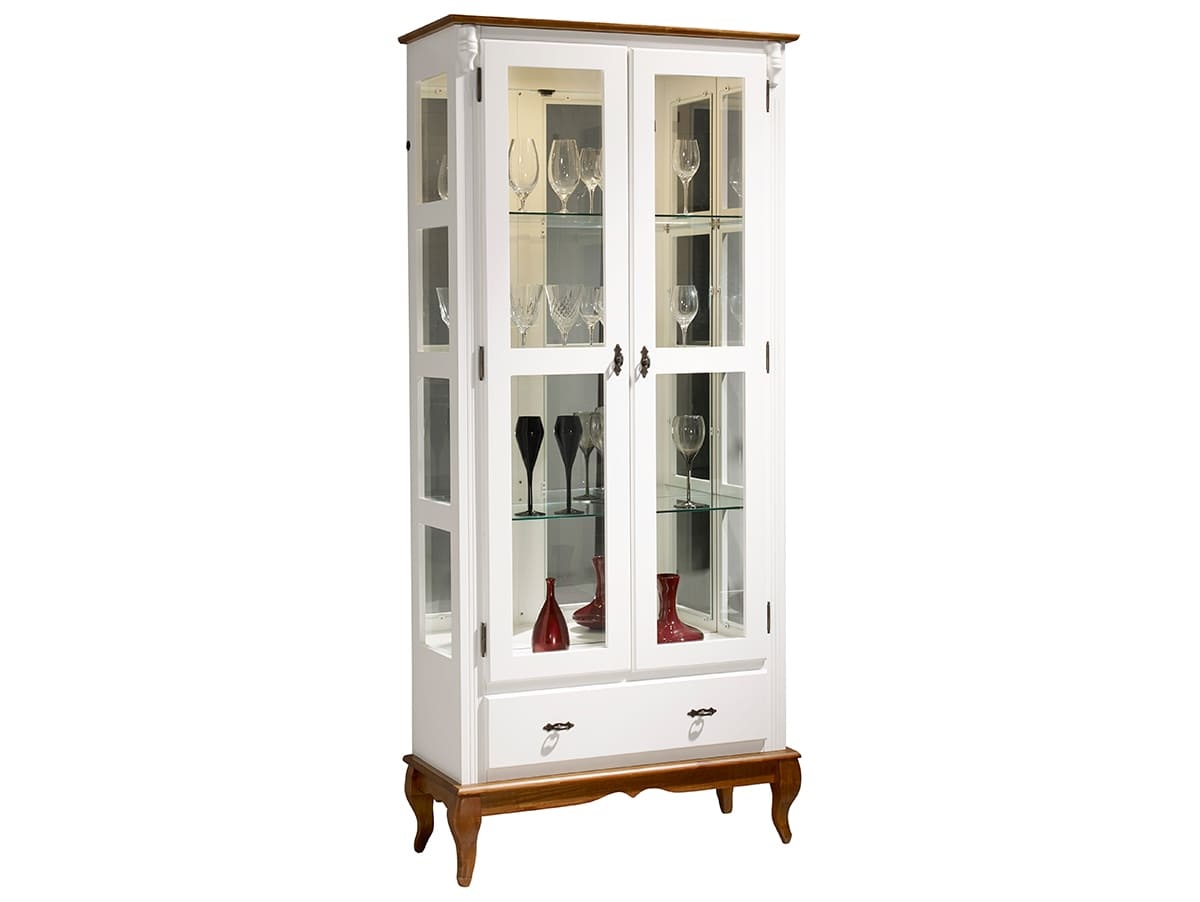 Cristaleira De Madeira 2 Portas Com LED 205 x 90 x 40 cm (A x L x P) - Branco - Imbuia Glazer 