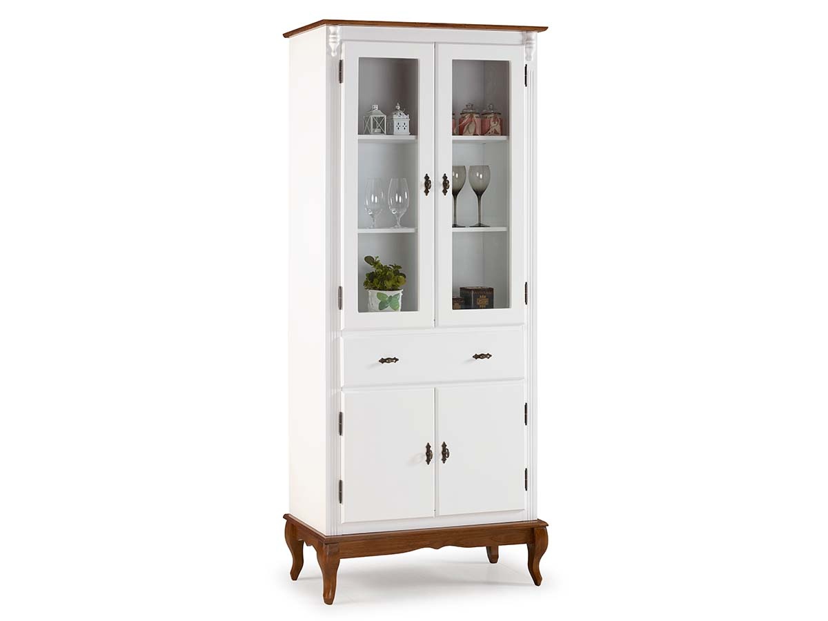 Cristaleira Linz 4 Portas 205 x 90 x 40 cm (A x L x P) - Cor Branco - Imbuia Glazer 