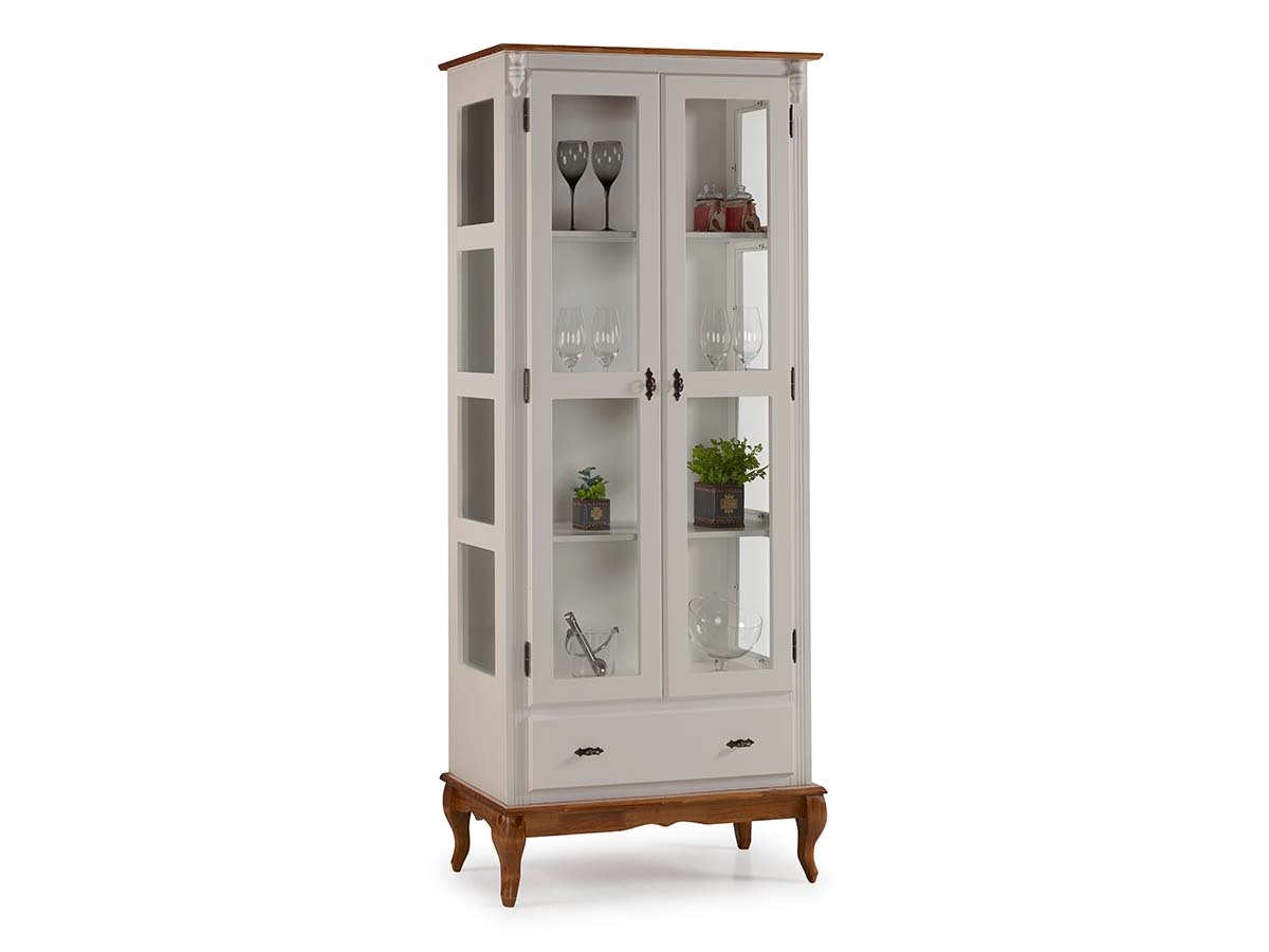 Cristaleira Linz 2 Portas 205 x 90 x 40 cm (A x L x P) - Cor Offwhite - Imbuia Glazer 