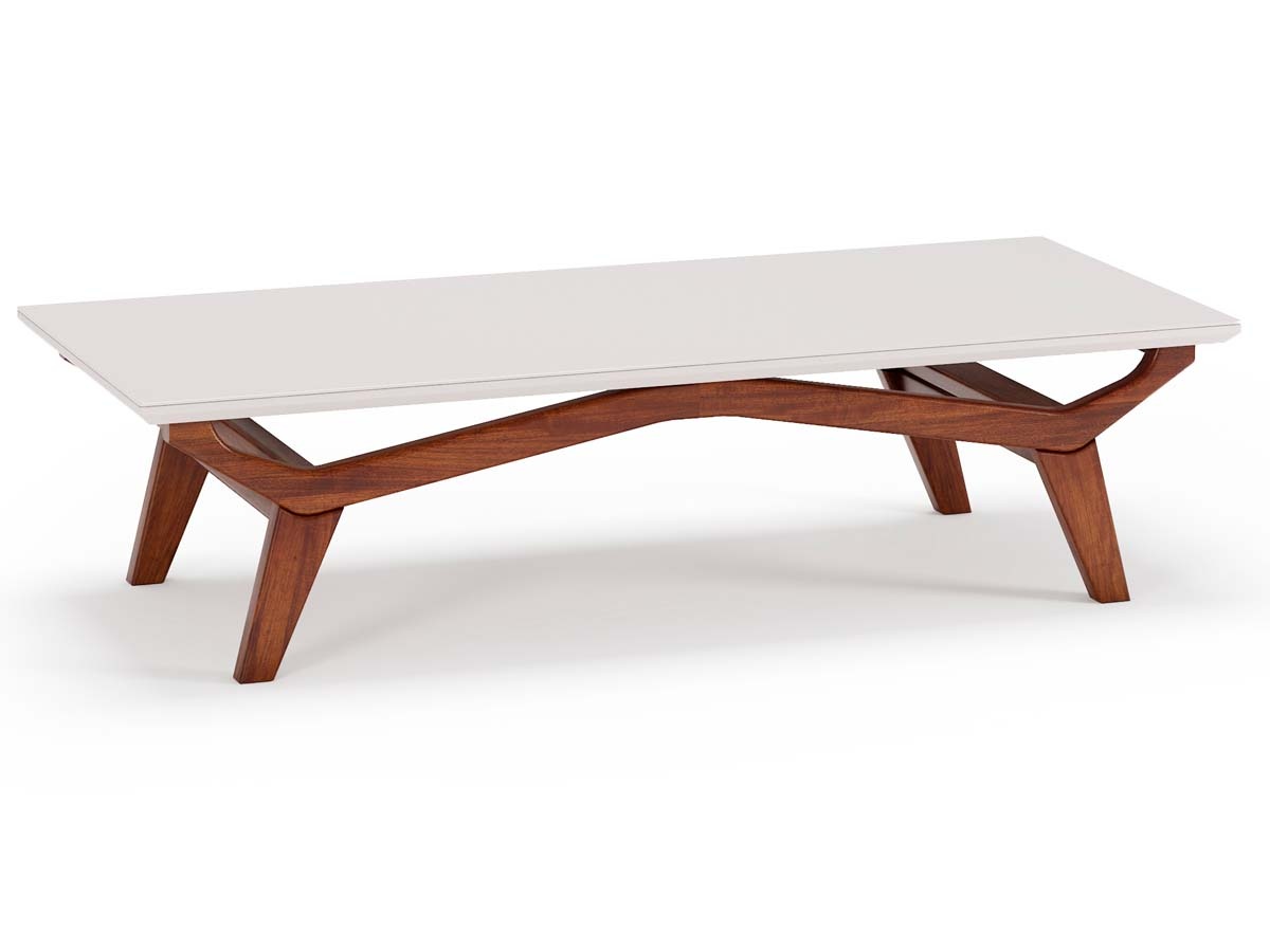 Mesa De Centro De Madeira San Marino 35 x 140 x 60 cm (A x L x P) - Cor Offwhite Castanho