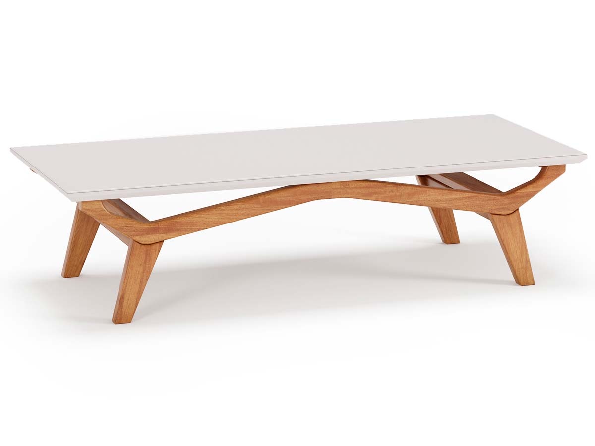 Mesa De Centro De Madeira San Marino 35 x 140 x 60 cm (A x L x P) - Cor Offwhite Champagne