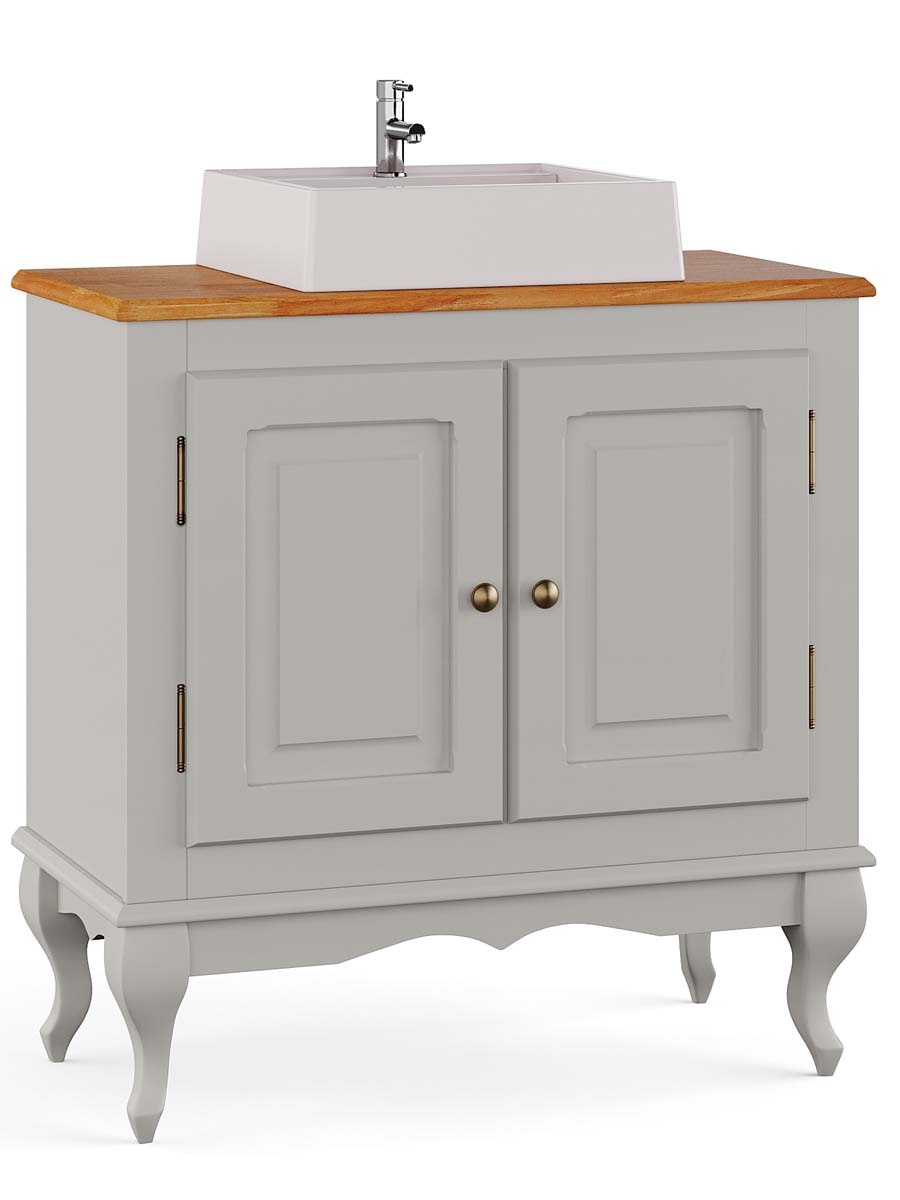 Balcão Para Banheiro Com Cuba Pés Luis XV 2 Portas Dalia 81 x 80 x 40 cm (A x L x P) - Cor Offwhite/Imbuia Glazer