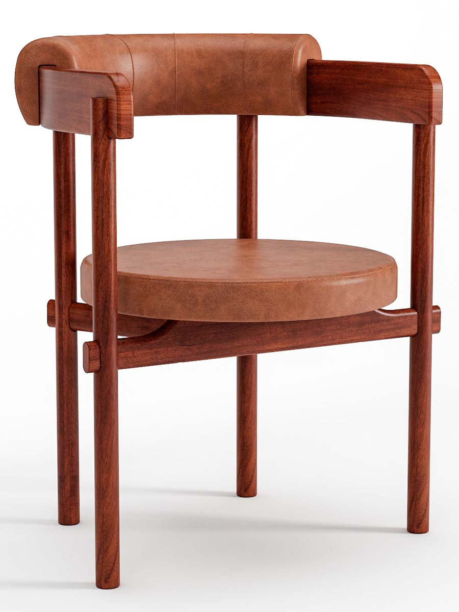 Cadeira De Madeira Cavalet Com Assento e Encosto Estofado 62 x 79 x 57 cm (L x A x P) - Cor Castanho Tecido Corino Caramelo 133B