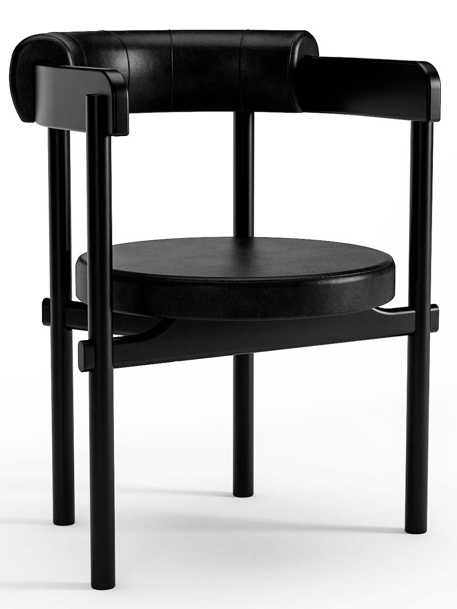 Cadeira De Madeira Cavalet Com Assento e Encosto Estofado 62 x 79 x 57 cm (L x A x P) - Cor Preto Tecido Corino Preto 22B