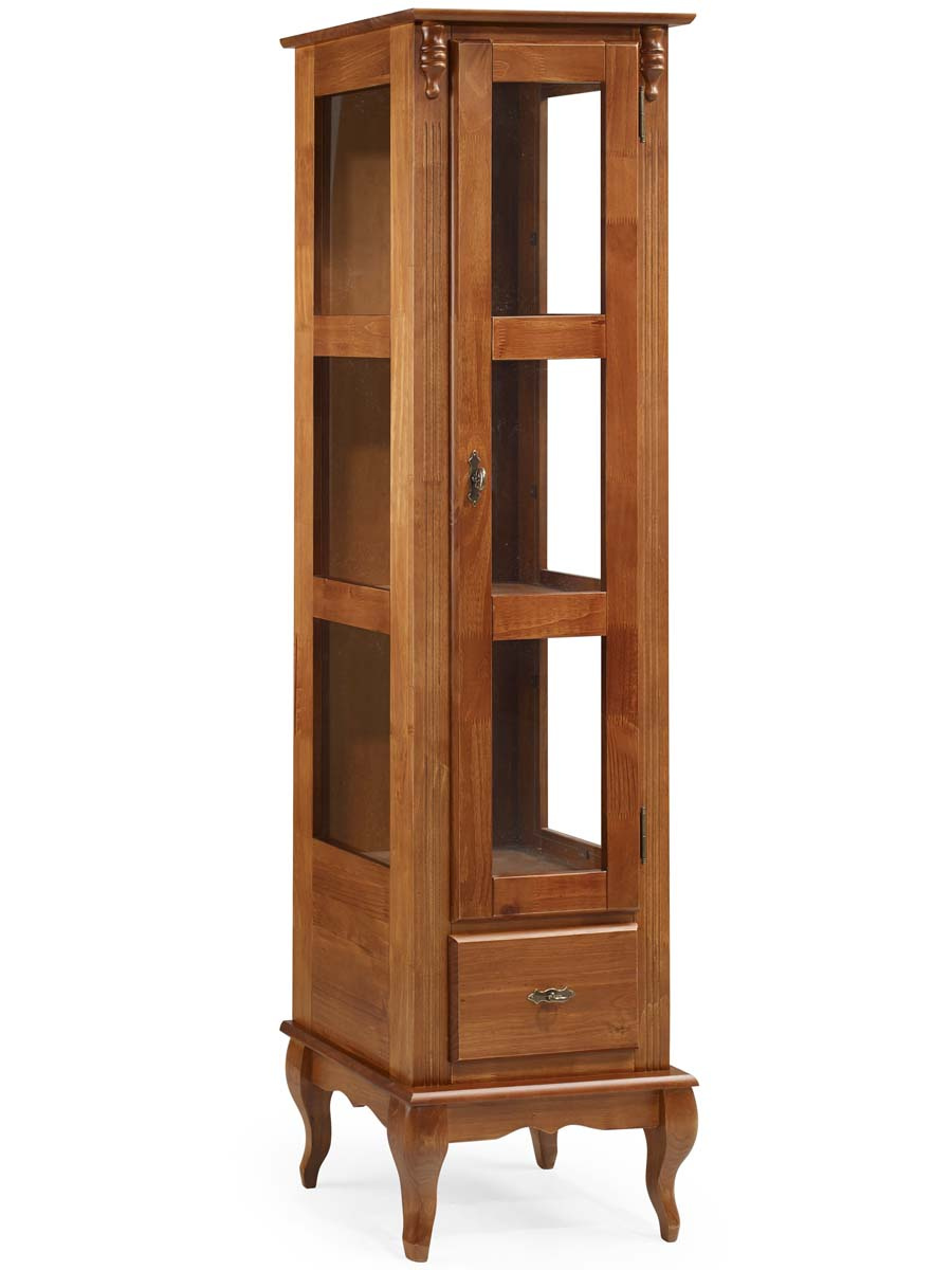 Cristaleira Linz 1 Porta Com Gaveta 176 x 48 x 40 cm (A x L x P)  - Imbuia Glazer 