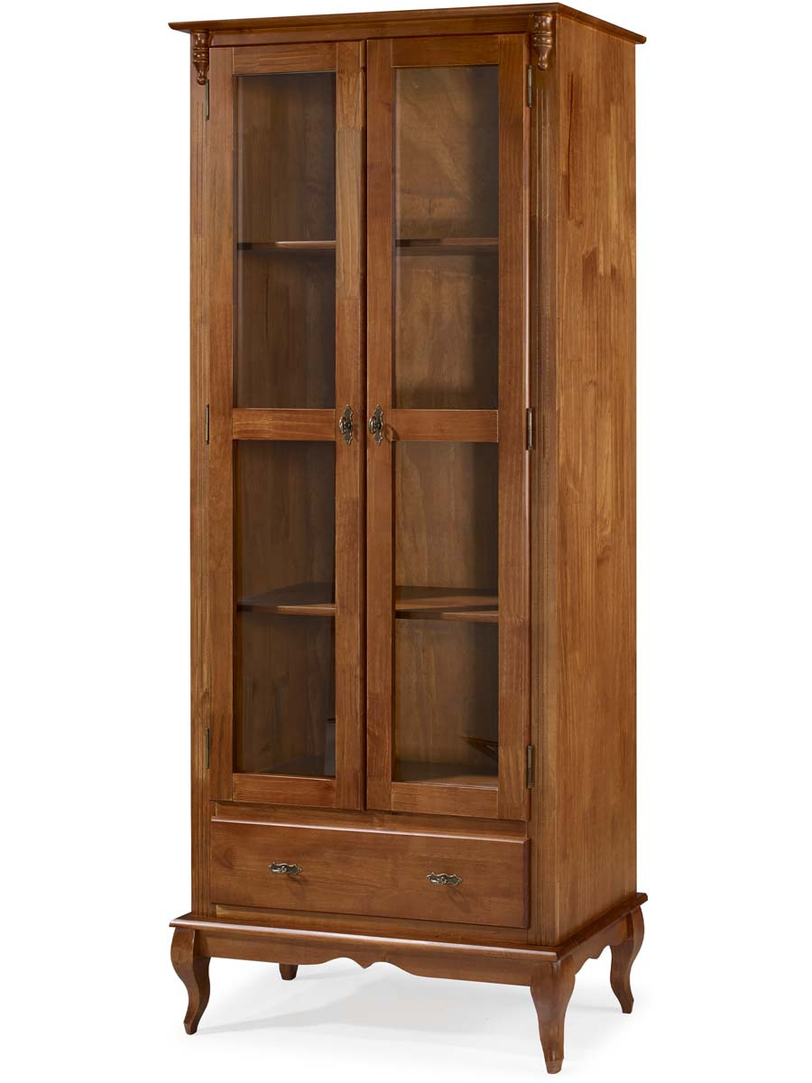 Cristaleira Linz 2 Portas Uma Gaveta Lateral Madeira 205 x 90 x 40 cm (A x L x P) - Cor Imbuia Glazer 