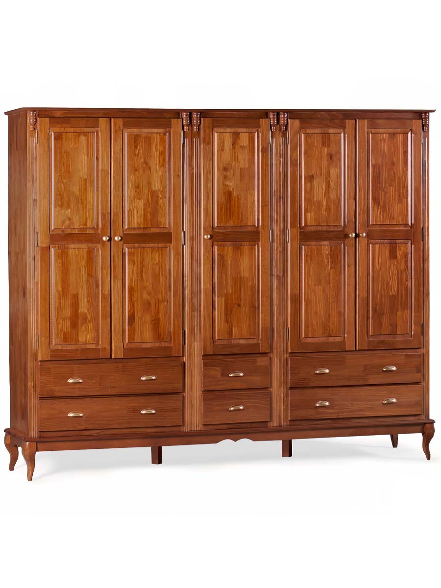 Roupeiro Linz 05 Portas 06 Gavetas 205 x 248 x 50 cm (A x L x P) - Cor Imbuia Glazer