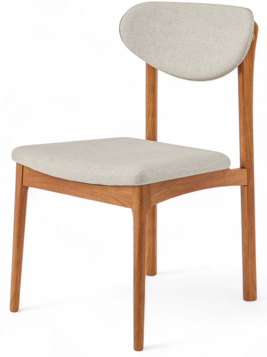 Cadeira De madeira Catarina Encosto e Assento Estofado 50 x 84 x 58 cm (L x A x P) - Cor Champagne Tecido Linho 154A