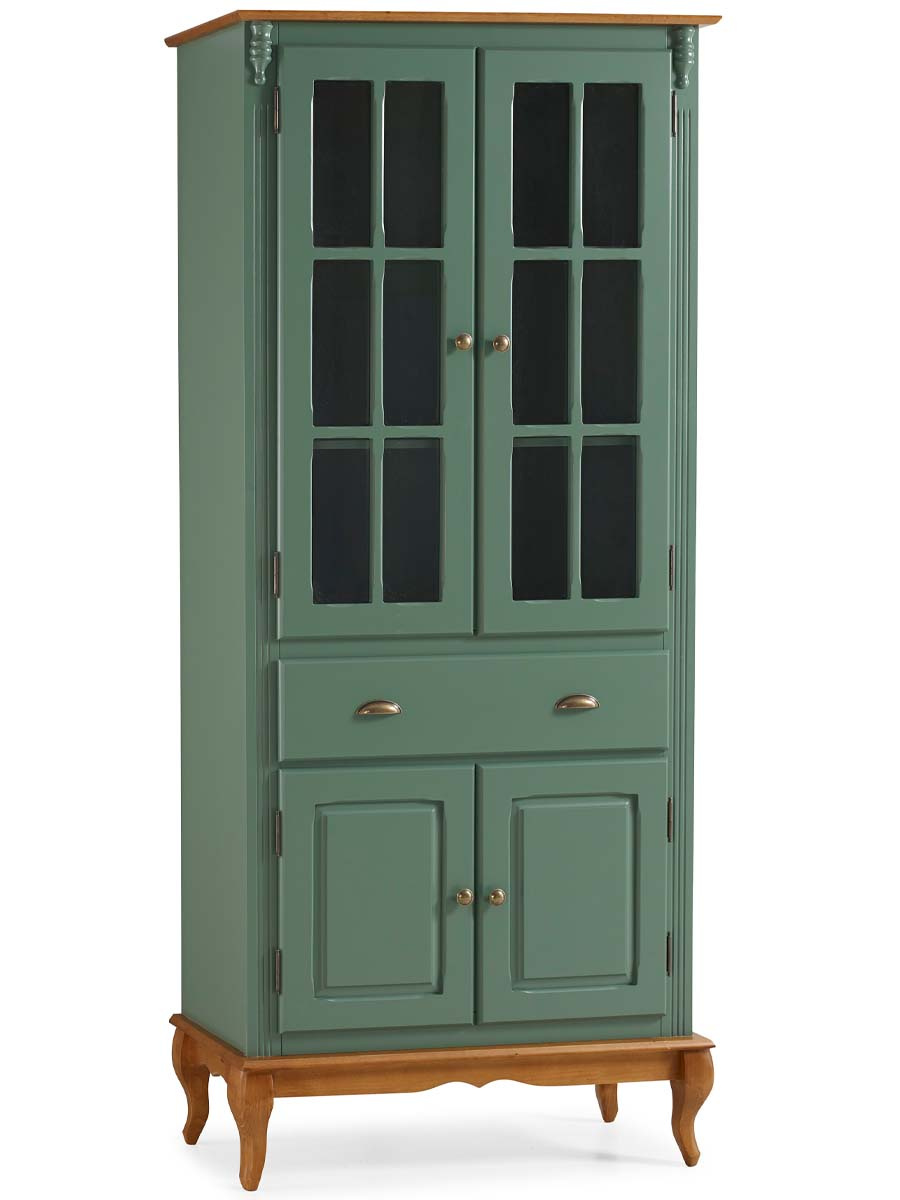 Cristaleira Linz 4 Portas Uma Gaveta Lateral Madeira 205 x 90 x 40 cm (A x L x P) - Cor Personalizável