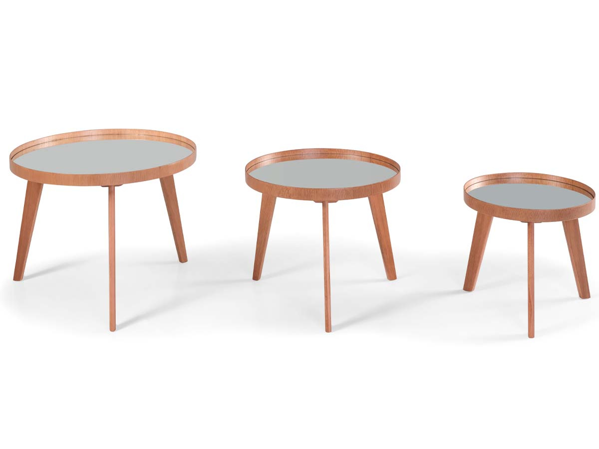 Kit 3 Mesa de Centro Cosmos Espelhada Móveis Nobreza - Cor Pinhão