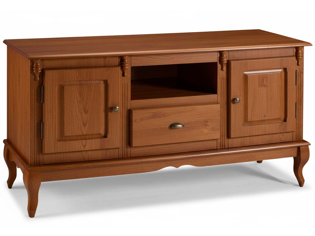 Rack Hanover 2 Portas Madeira 1 Gaveta Pés Luis XV 75 x 150 x 40 (A x L x P) - Cor Imbuia Glazer 