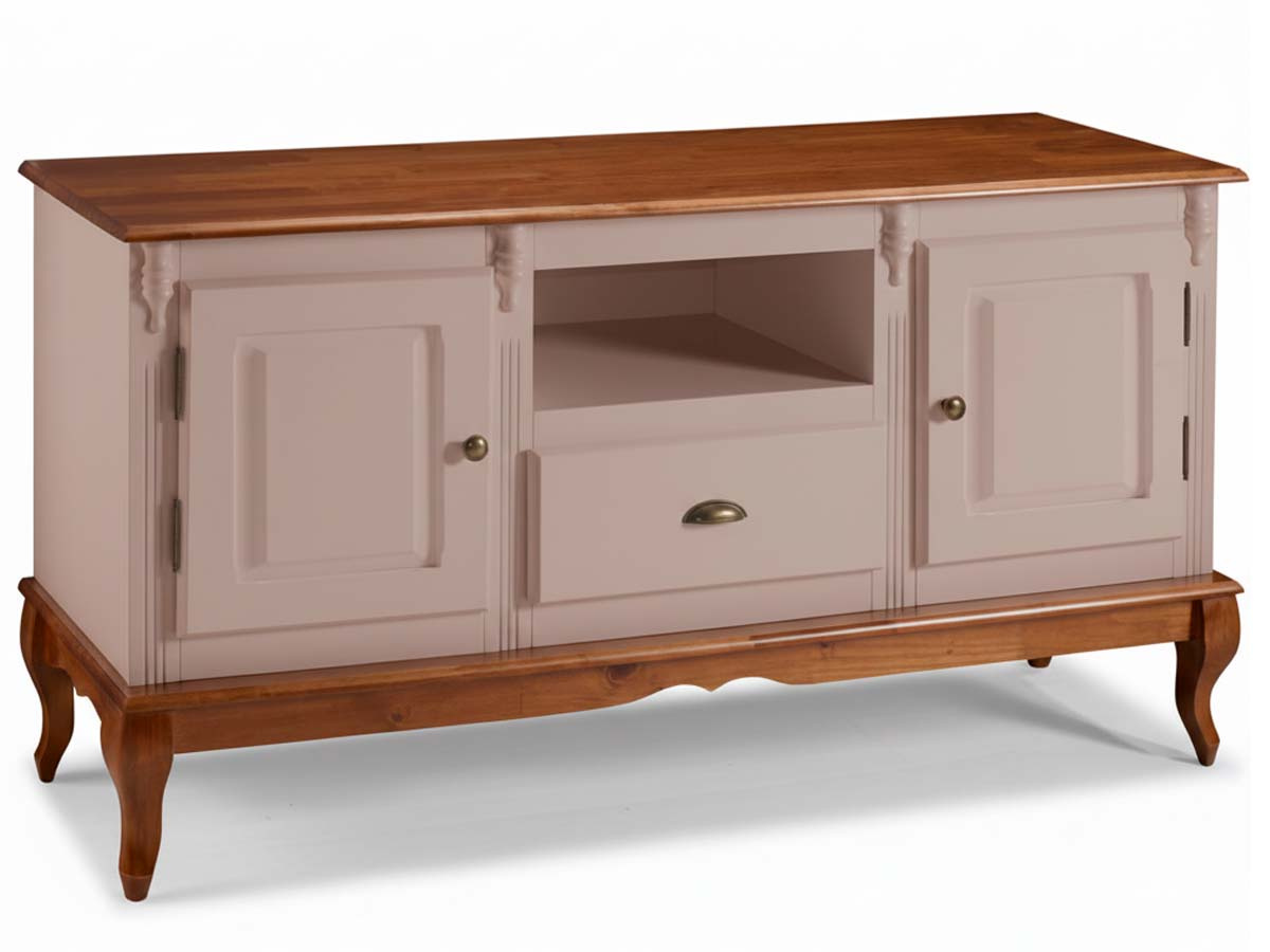 Rack Hanover 2 Portas Madeira 1 Gaveta Pés Luis XV 75 x 150 x 40 (A x L x P) - Cor Offwhite - Imbuia Glazer 