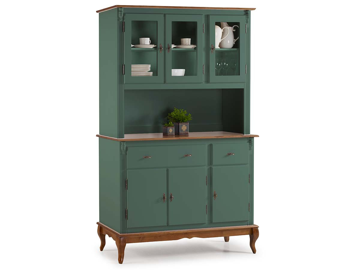 Arca Oratório Linz 3 Portas 205 x 132 x 45 cm (A x L x P) - Cor Verde Musgo - Imbuia Glazer