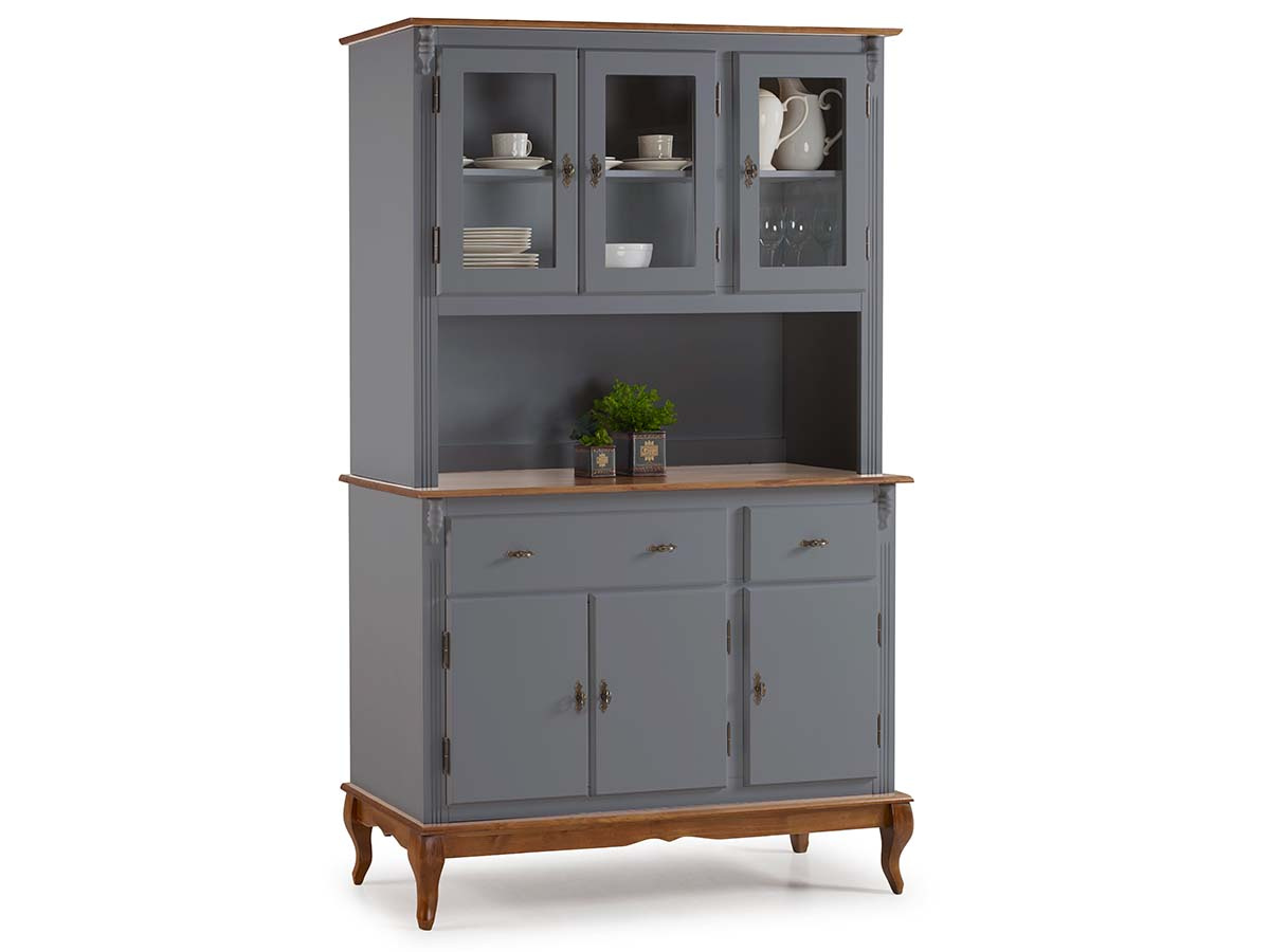 Arca Oratório Linz 3 Portas 205 x 132 x 45 cm (A x L x P) - Cor Cinza Escuro - Imbuia Glazer