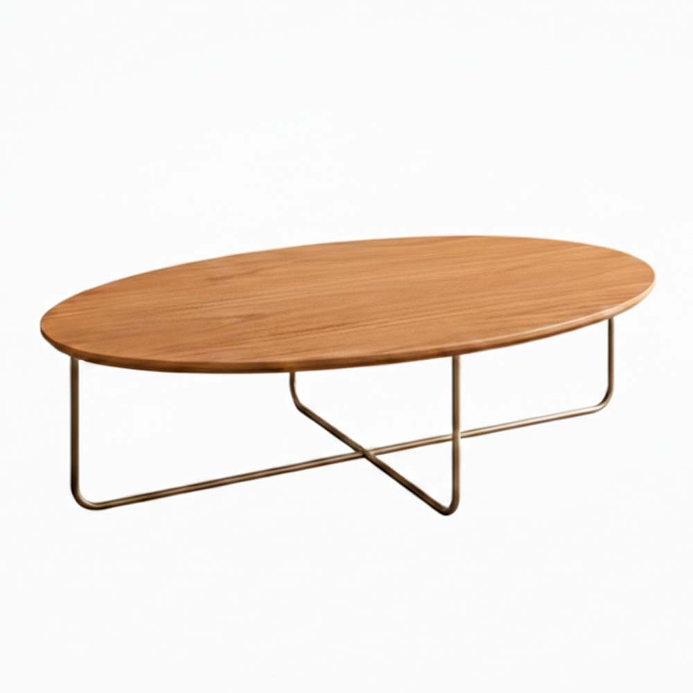 Mesa De Centro Oval Elora Base em Aço Carbono 36 x 140 x 90 cm (A x L x P) - Cor Champagne