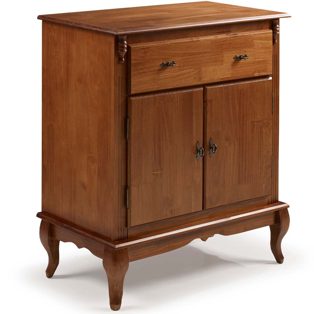 Balcão De Madeira Linz Com Pés Luis XV 2 Portas 1 Gaveta  99 x 90 x 45 cm (A x L x P) - Cor Imbuia Glazer