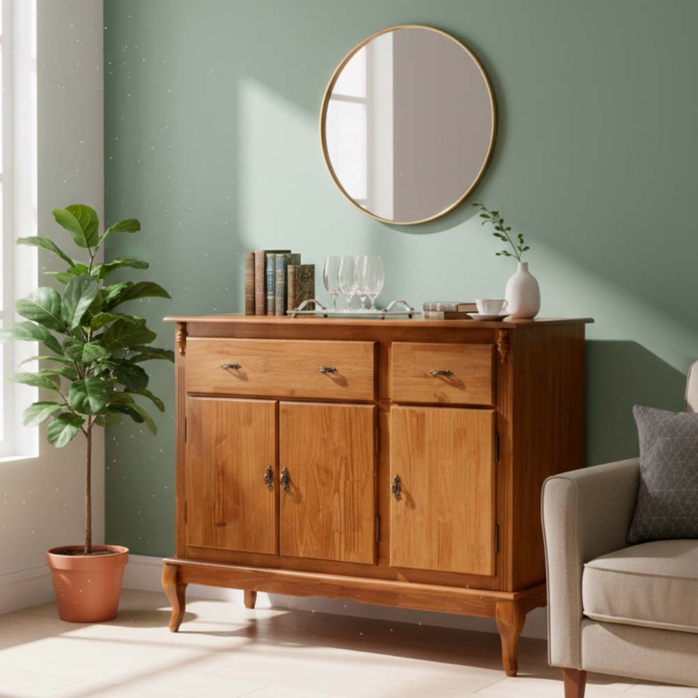 Balcão Linz 3 Portas Pés Luis XV 99 x 132 x 45 cm (A x L x P) - Cor Imbuia Glazer