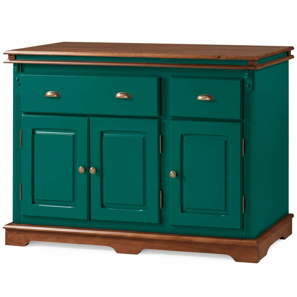 Balcão Manchester 3 portas 2 Gavetas 89 x 132 x 45 cm (A x L x P) - Cor Verde Musgo - Imbuia Glazer 
