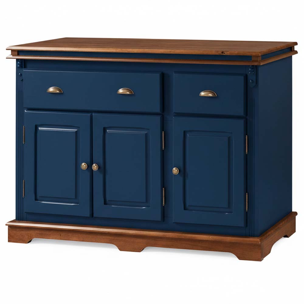 Balcão Manchester 3 portas 2 Gavetas 89 x 132 x 45 cm (A x L x P) - Cor Azul Petróleo - Imbuia Glazer 