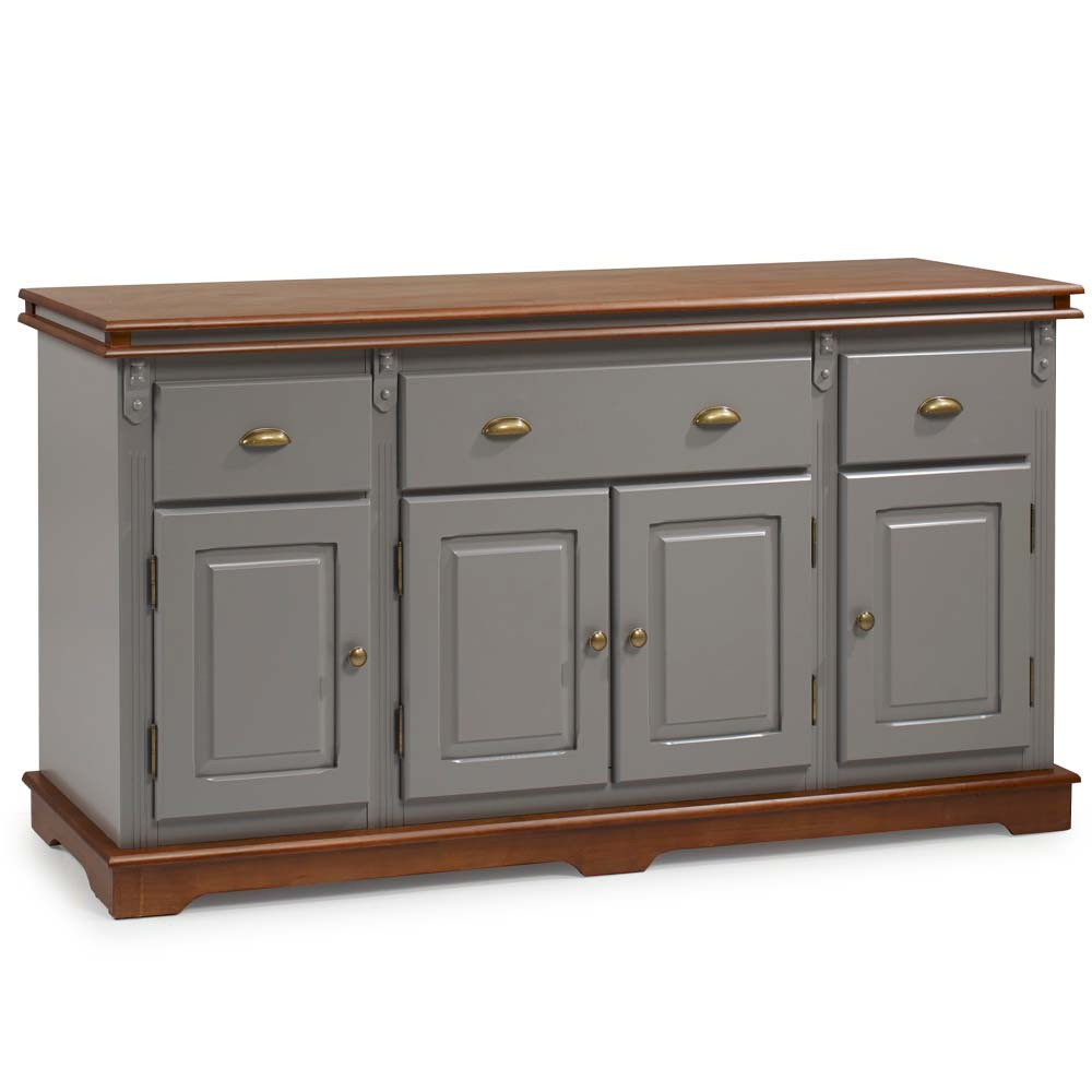 Balcão Manchester 4 portas 3 Gavetas 89 x 175 x 45 cm (A x L x P) - Cor Cinza Escuro - Imbuia Glazer 