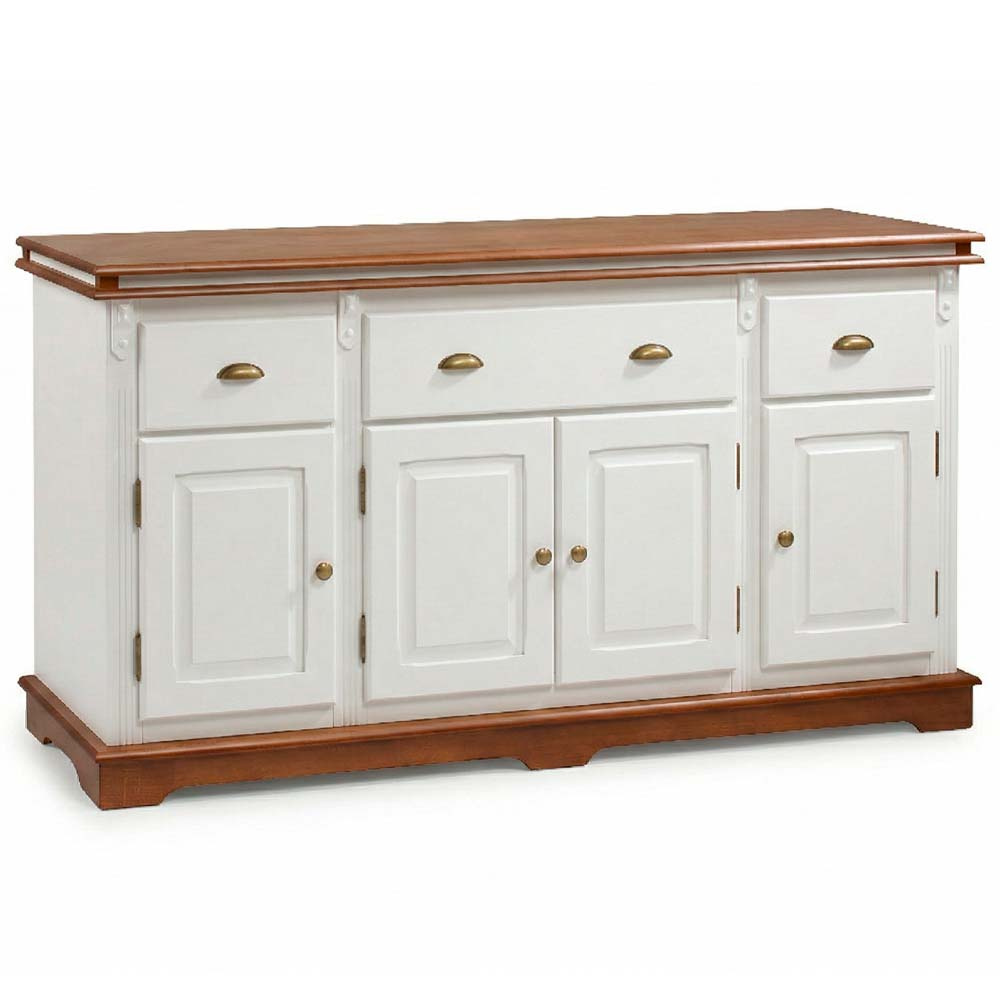 Balcão Manchester 4 portas 3 Gavetas 89 x 175 x 45 cm (A x L x P) - Cor Branco - Imbuia Glazer 