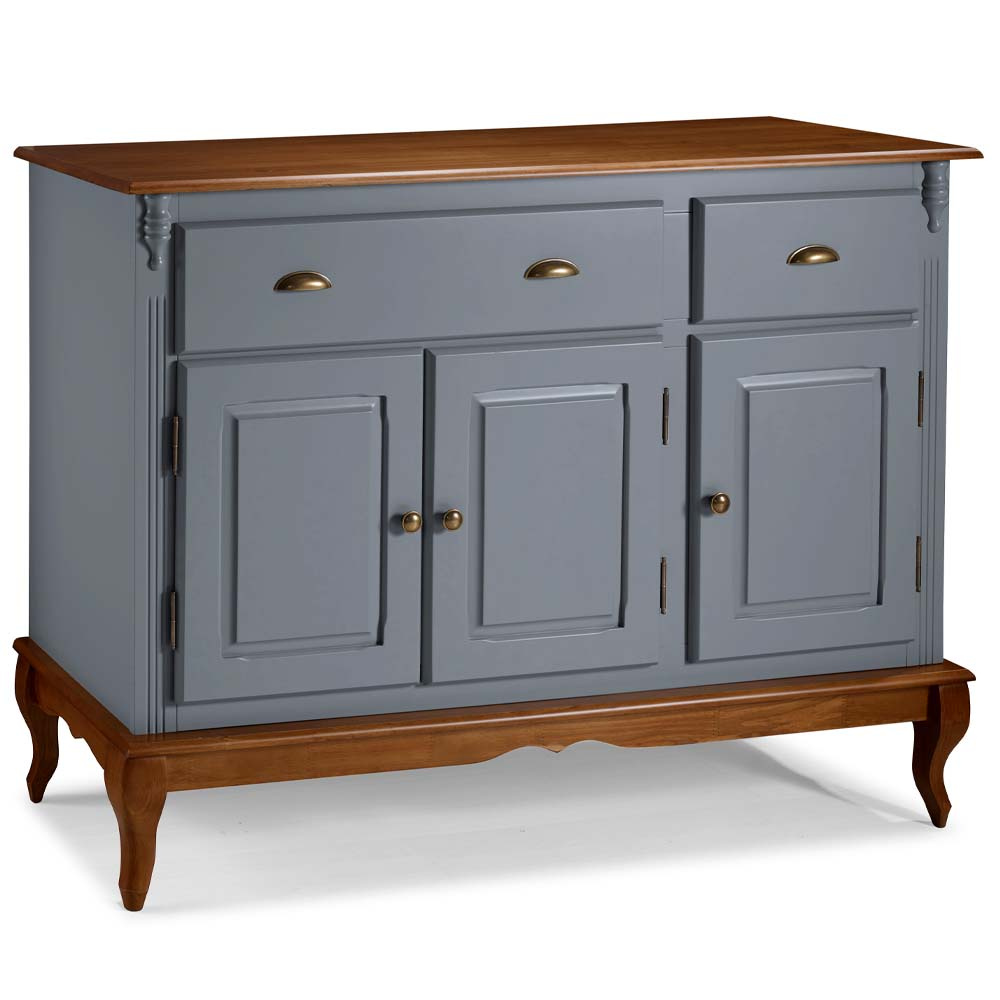 Balcão Hanover 3 Portas 2 Gavetas Pés Luis XV 99 x 132 x 45 cm (A x L x P) - Cor Cinza Escuro - Imbuia Glazer 