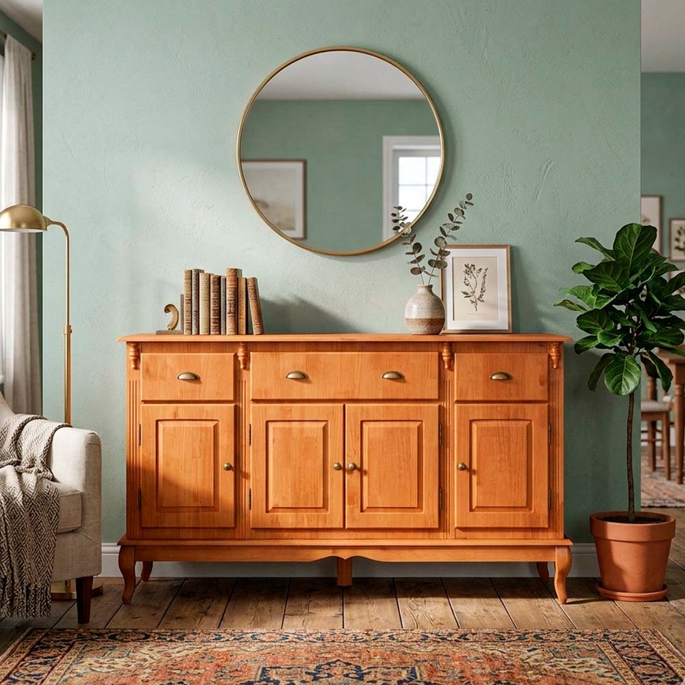 Balcão De Madeira 4 Portas Hanover Pés Luis XV 99 x 175 x 45 cm (A x L x P) - Cor Imbuia Glazer