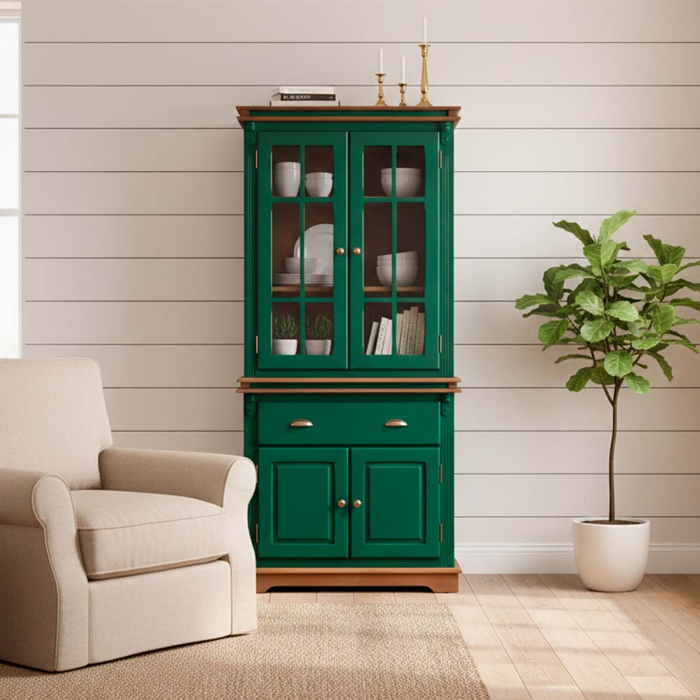 Arca Oratório Manchester 2 Portas 1 Gaveta 200 x 90 x 45 cm (A x L x P) - Cor Verde Musgo - Imbuia Glazer 