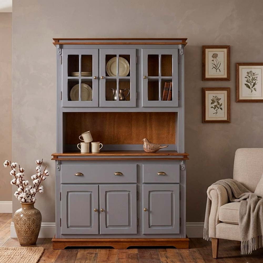 Arca Oratório Manchester 3 Portas 2 Gavetas + Nicho 200 x 132 x 45 cm (A x L x P) - Cor Cinza Escuro - Imbuia Glazer