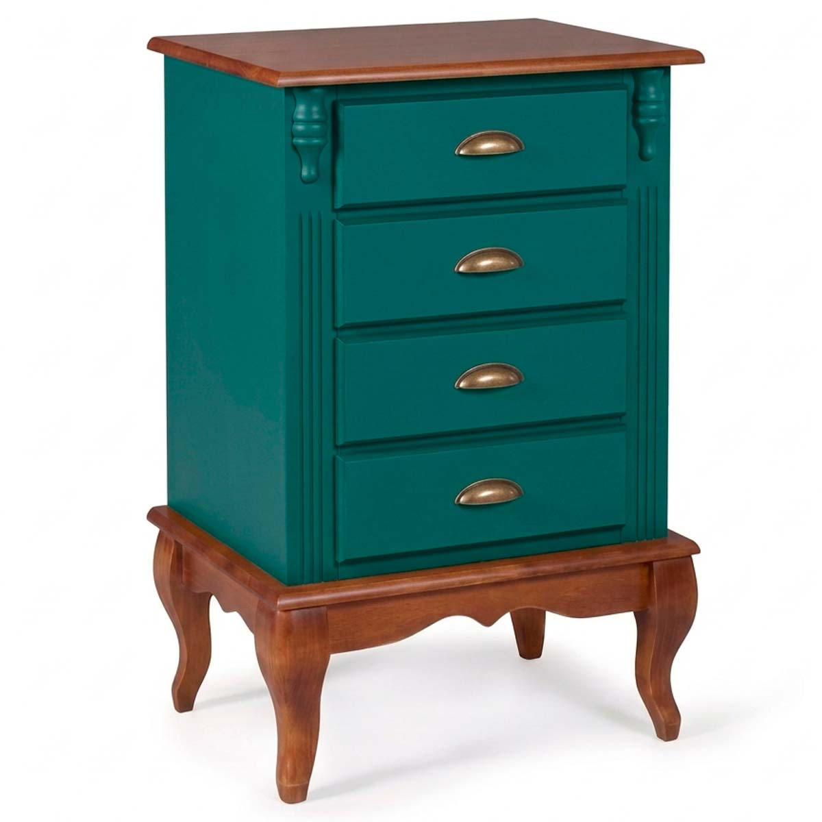 Mesa De Cabeceira Hanover Pés Luis XV 80 x 53 x 40 cm (A x L x P) - Cor Verde Musgo - Imbuia Glazer 