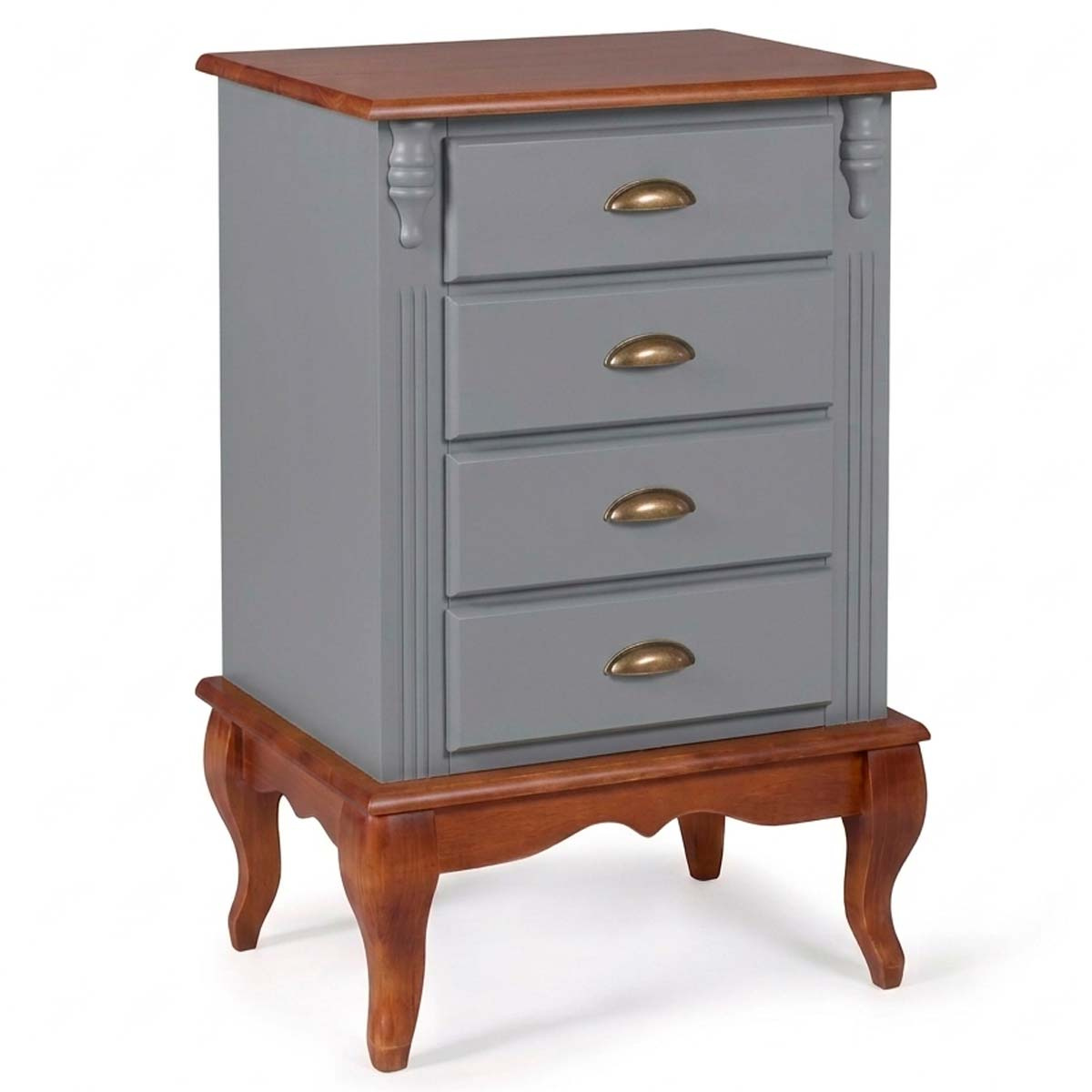 Mesa De Cabeceira Hanover Pés Luis XV 80 x 53 x 40 cm (A x L x P) - Cor Cinza Escuro - Imbuia Glazer 