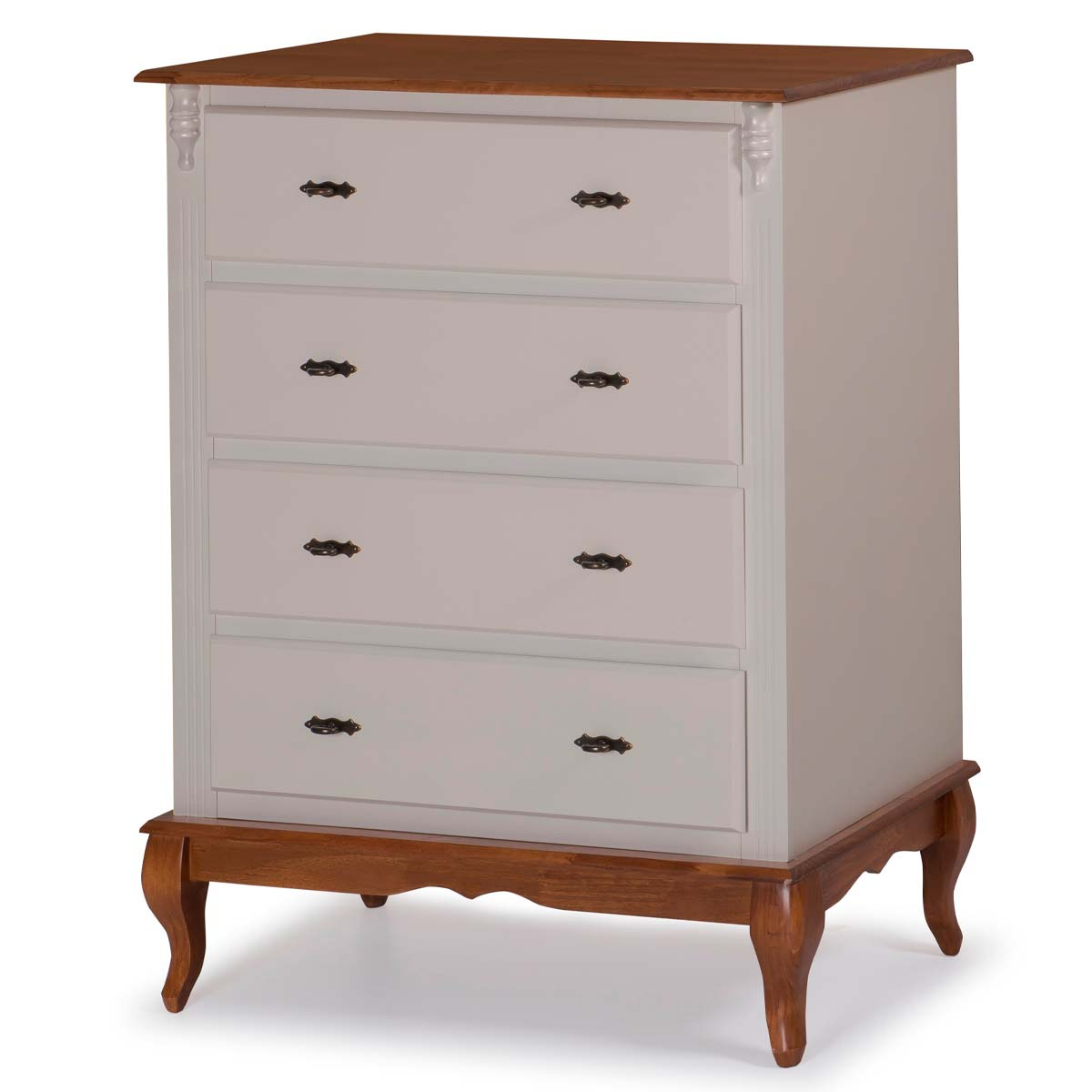 Cômoda De Madeira Linz 4 Gavetas 116 x 90 x 50 cm - Cor Offwhite - Imbuia Glazer