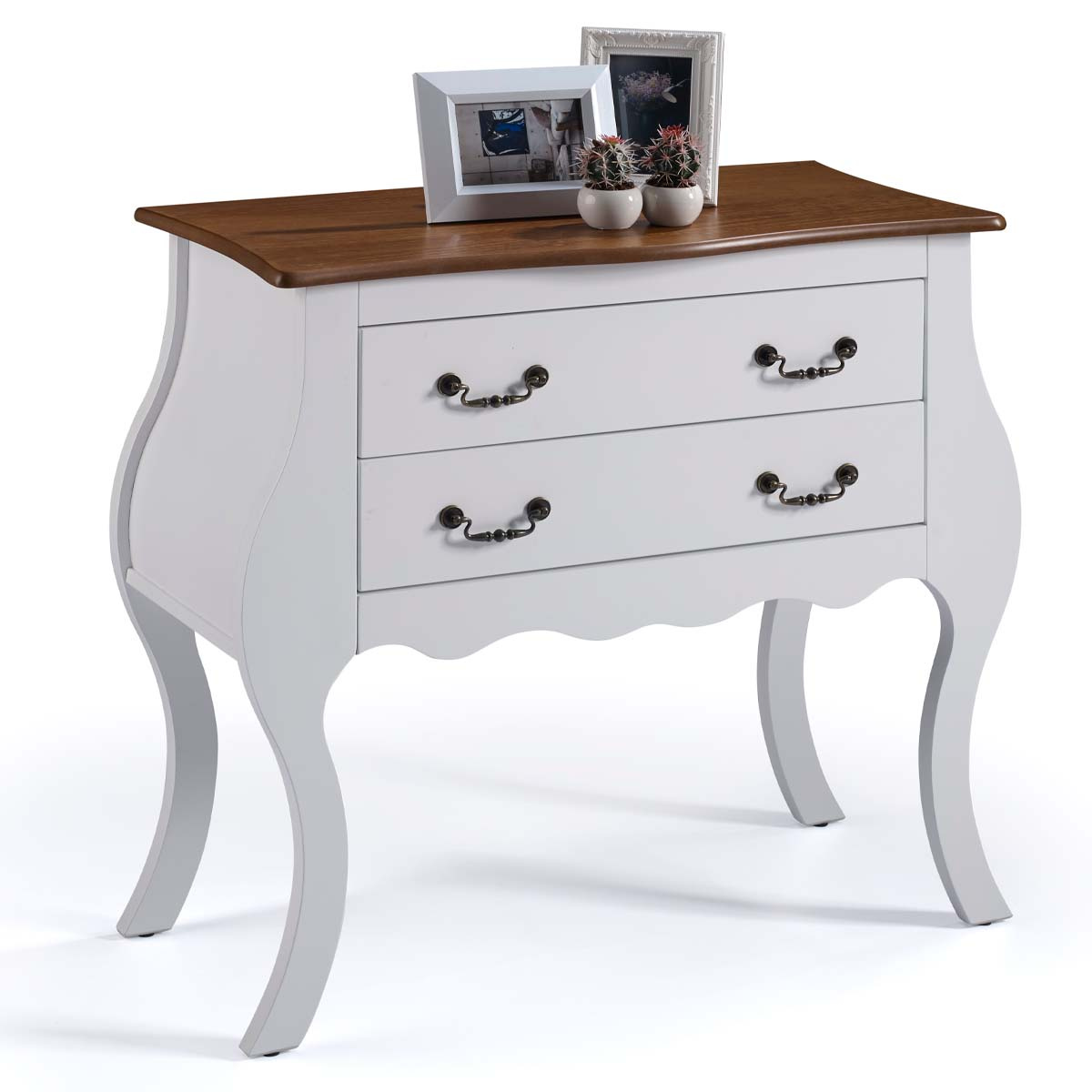 Cômoda Bombê Linz 2 Gavetas 81 x 89 x 40 cm (A x L x P) - Cor Branco - Imbuia Glazer 