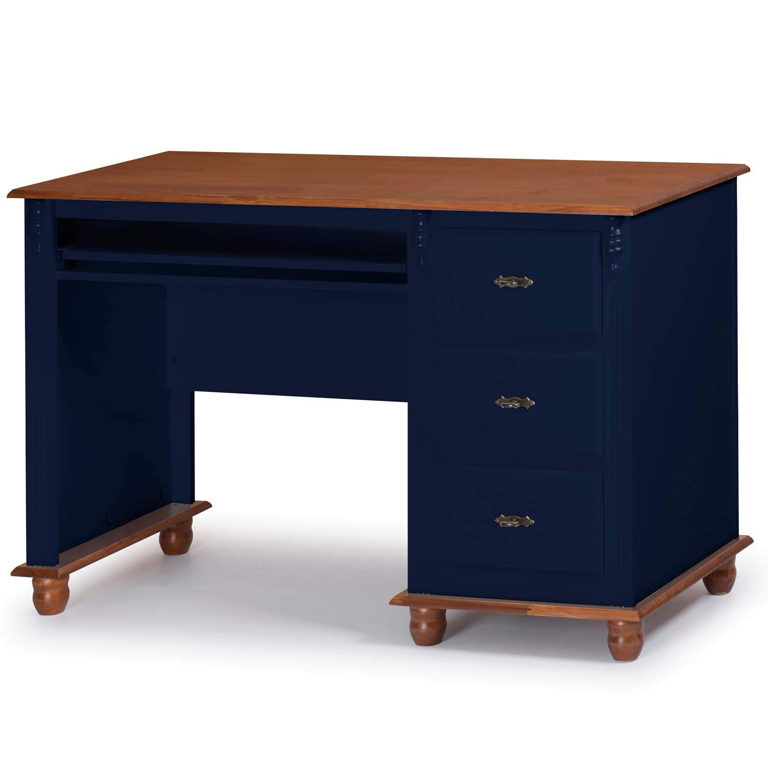 Escrivaninha Linz 3 Gavetas 80 x 132 x 50 cm (A x L x P) - Cor Azul Petróleo - Imbuia Glazer 