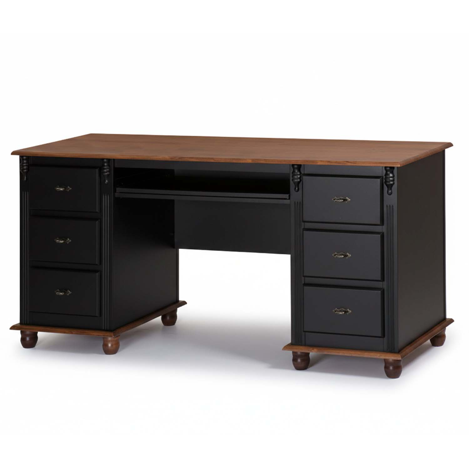 Escrivaninha Linz 6 Gavetas 80 x 176 x 50 cm (A x L x P) Cor Preto - Imbuia Glazer