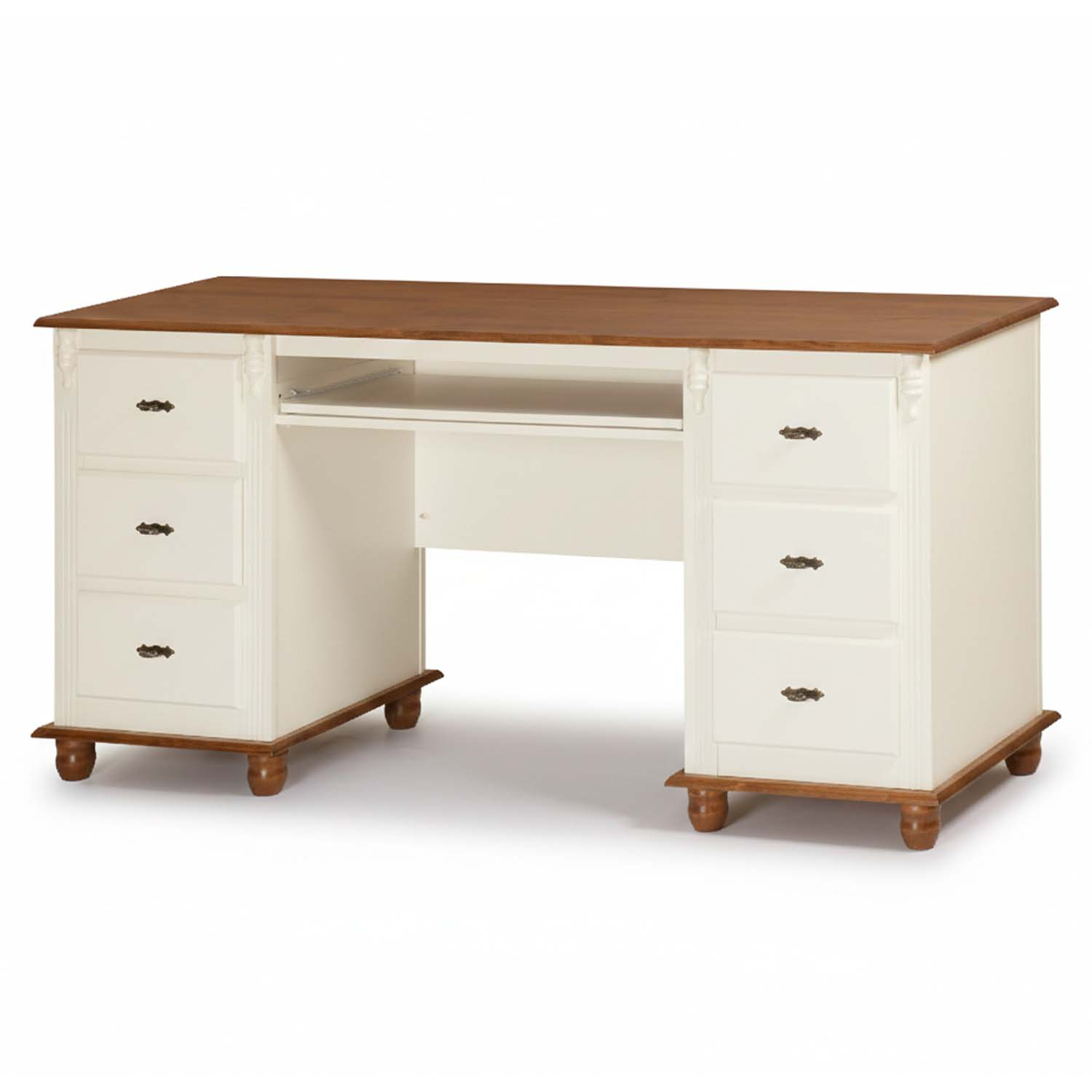 Escrivaninha Linz 6 Gavetas 80 x 176 x 50 cm (A x L x P) Cor Offwhite - Imbuia Glazer