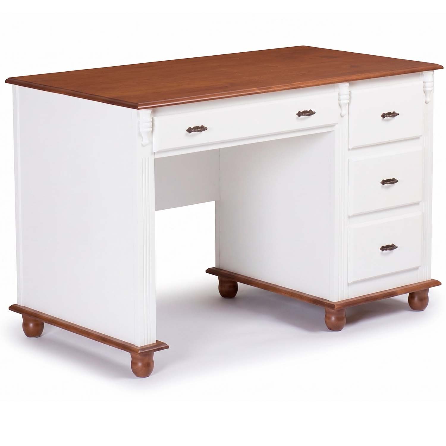 Escrivaninha Linz 4 Gavetas 80 x 132 x 50 cm (A x L x P) - Cor Branco - Imbuia Glazer 