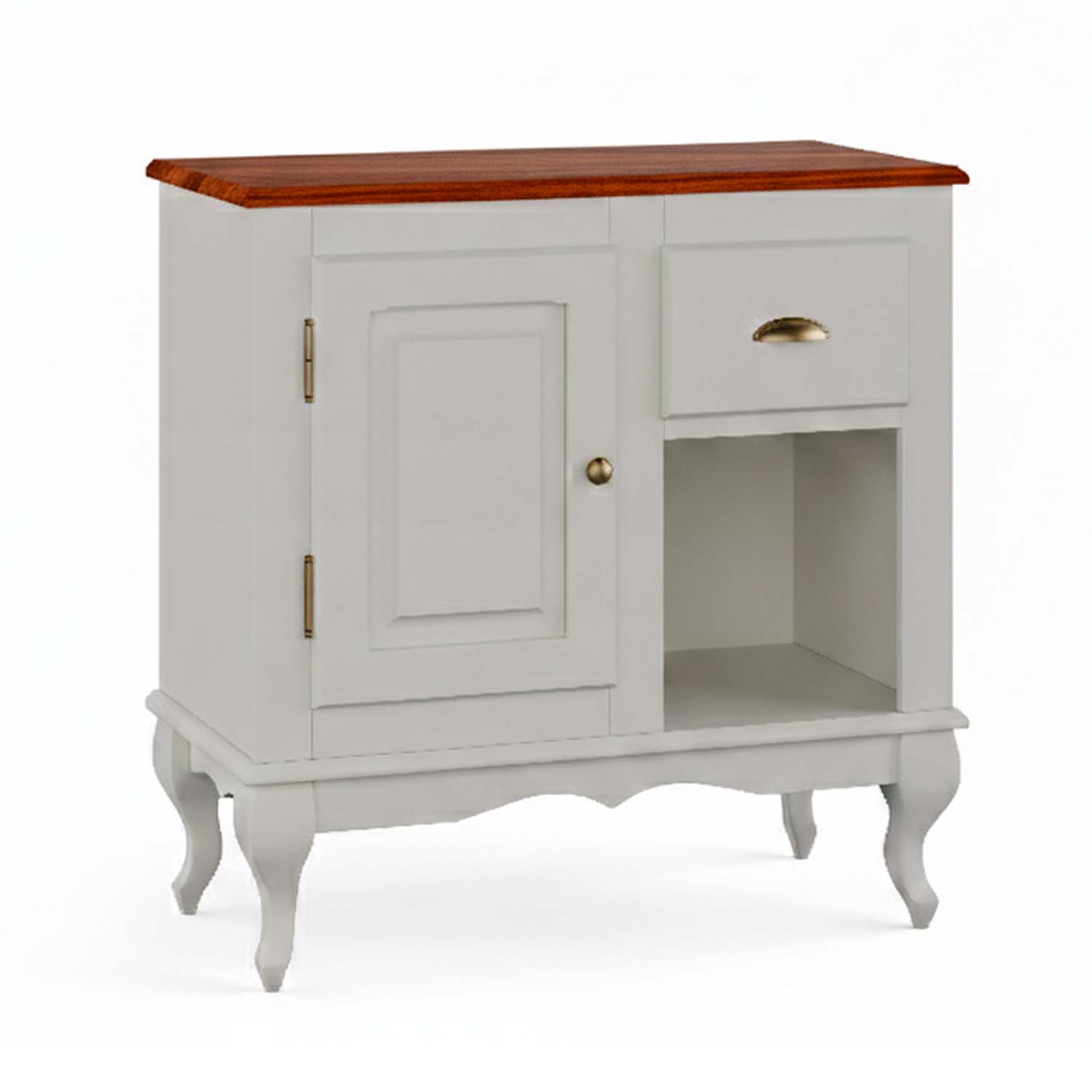 Balcão Para Banheiro Pés Luis XV 1 Porta 1 Gaveta + Nicho Dalia 81 x 80 x 40 cm (A x L x P) - Cor Offwhite - Imbuia Glazer