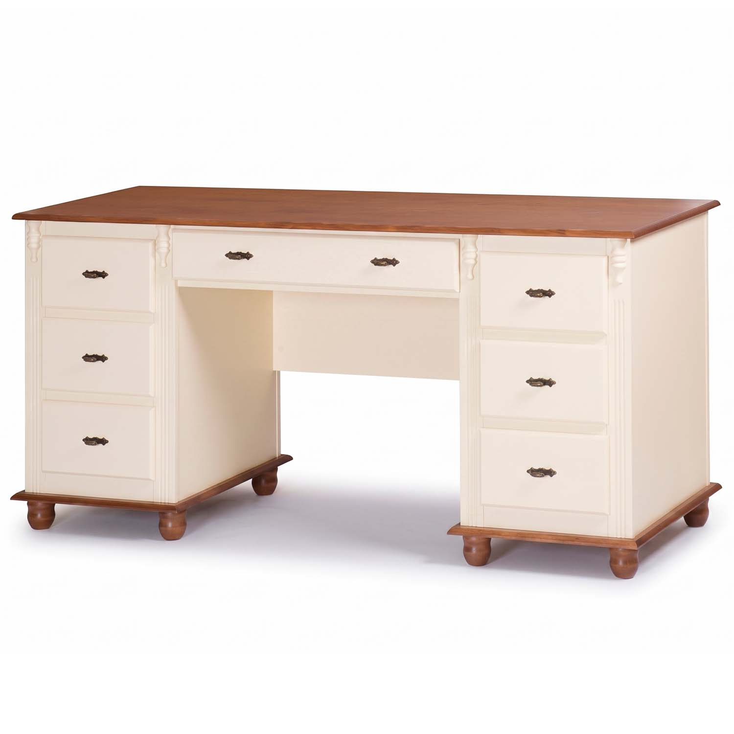 Escrivaninha Linz 7 Gavetas 80 x 176 x 50 cm (A x L x P) Cor Offwhite - Imbuia Glazer