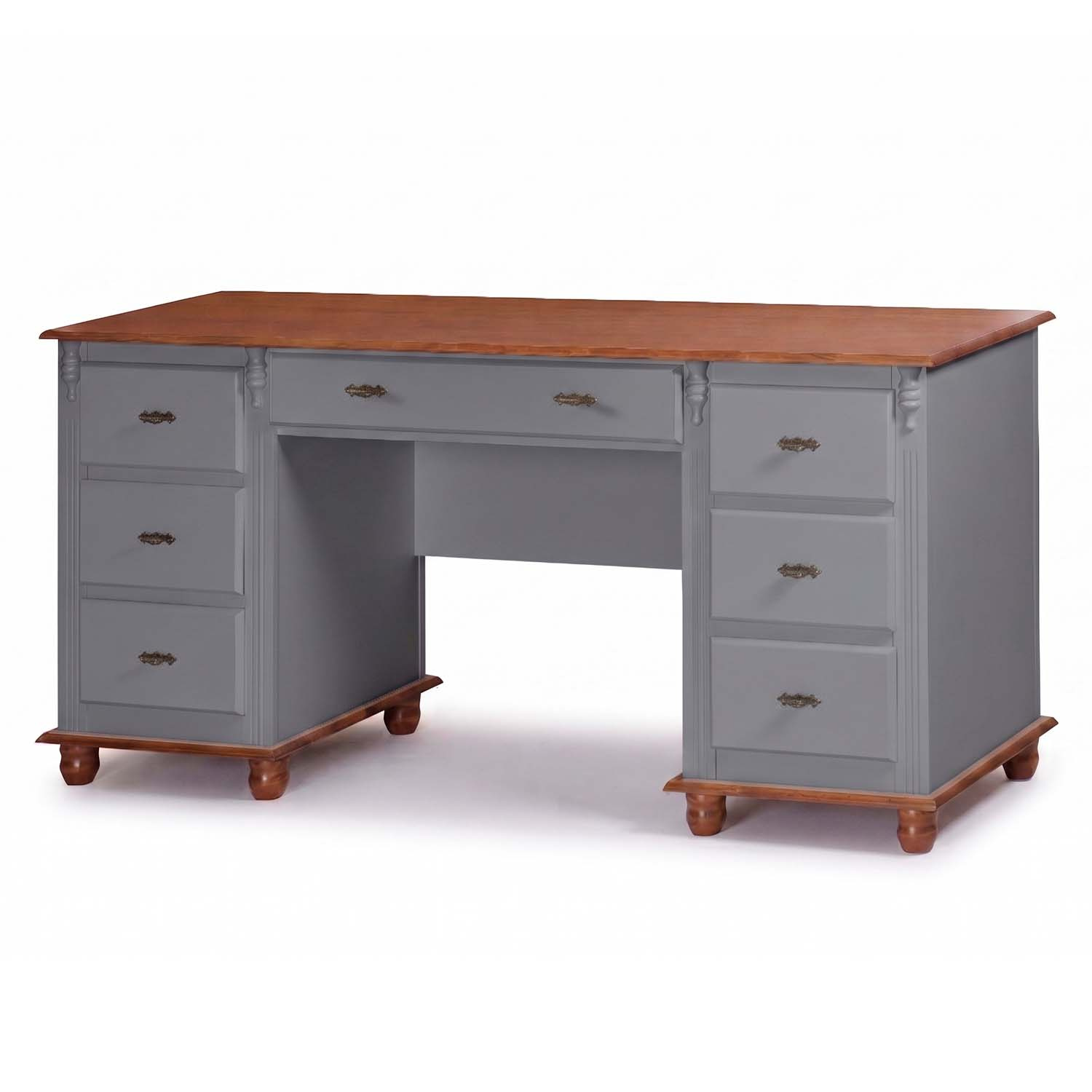 Escrivaninha Linz 7 Gavetas 80 x 176 x 50 cm (A x L x P) Cor Cinza Escuro - Imbuia Glazer