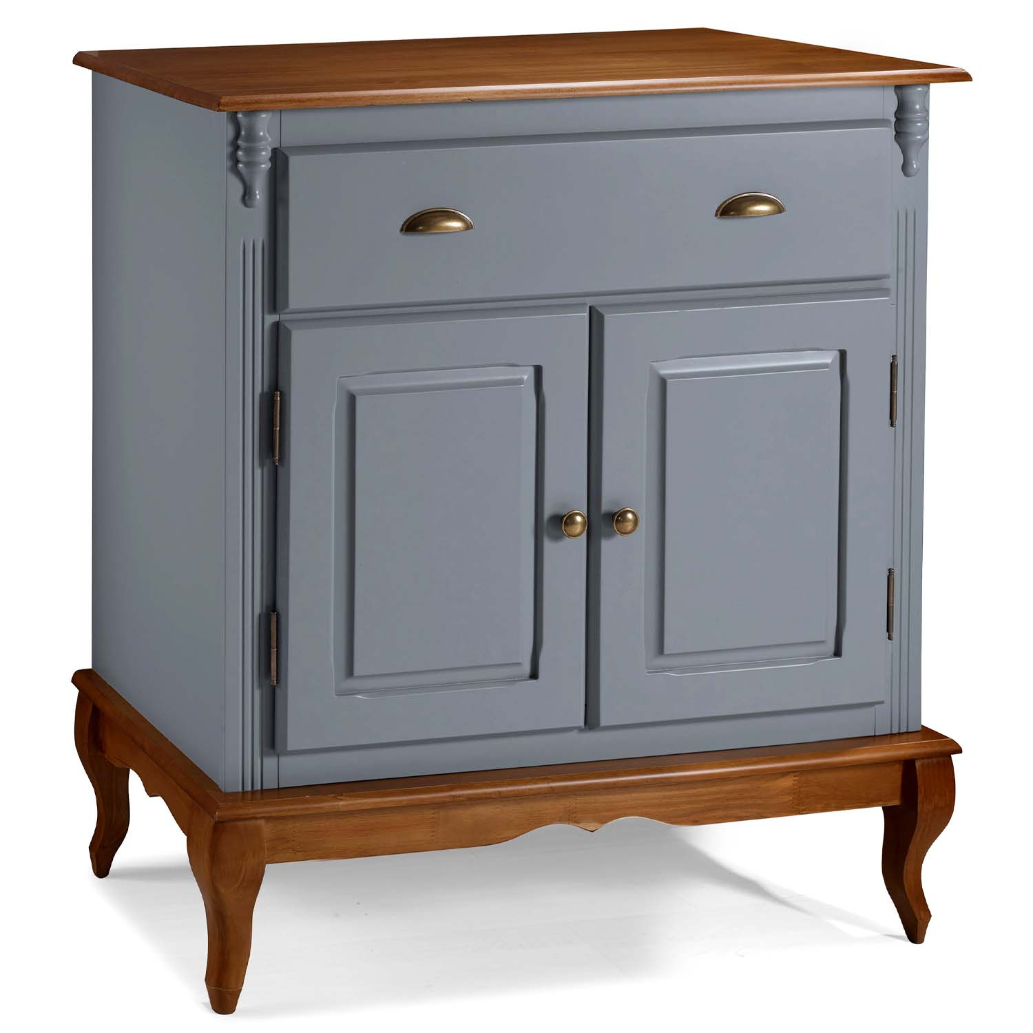 Balcão 2 Portas 1 Gaveta Pés Luis XV Hanover 99 x 90 x 45 cm (A x L x P) - Cor Cinza Escuro - Imbuia Glazer