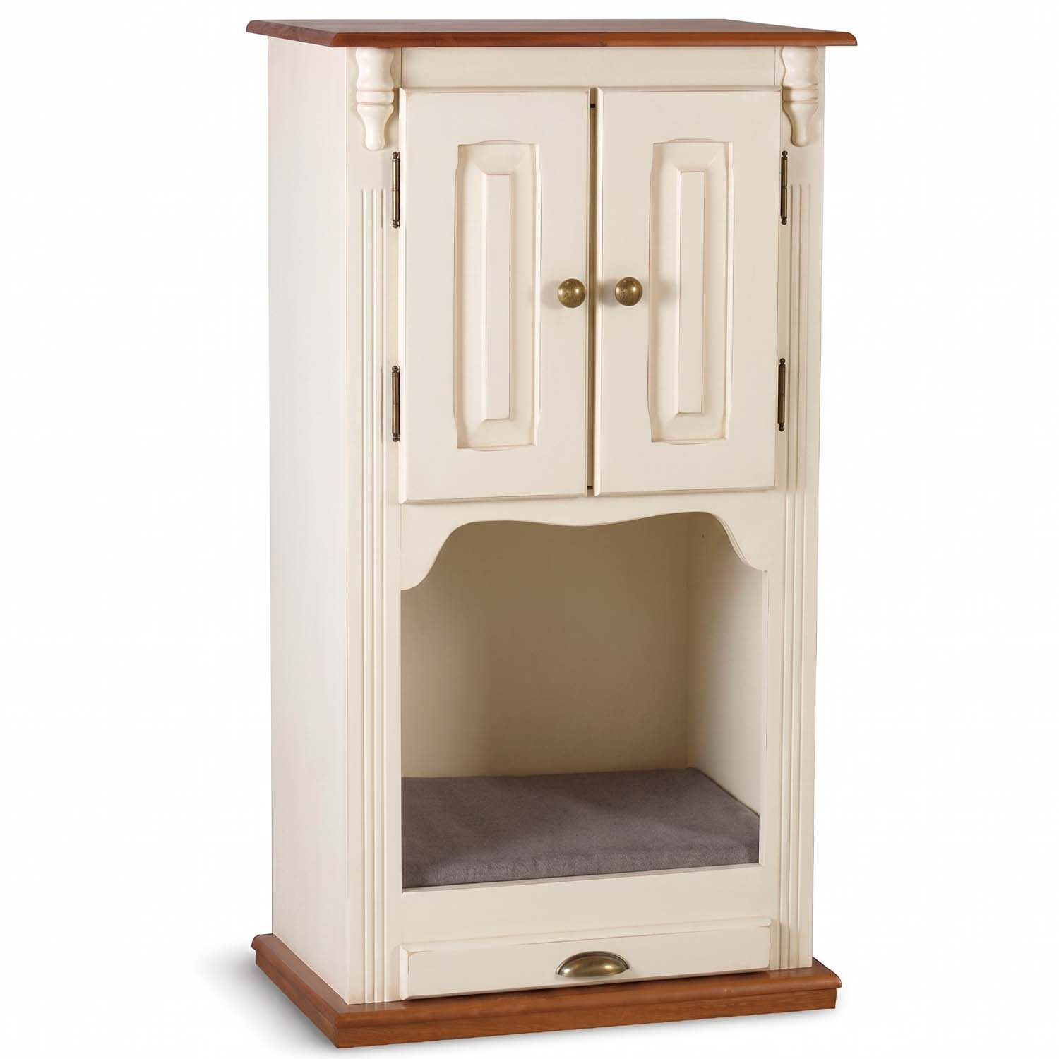 Armário Pet 2 portas Com Tratador Removível 111 x 60 x 40 cm (A x L x P) - Cor Offwhite - Imbuia Glazer 