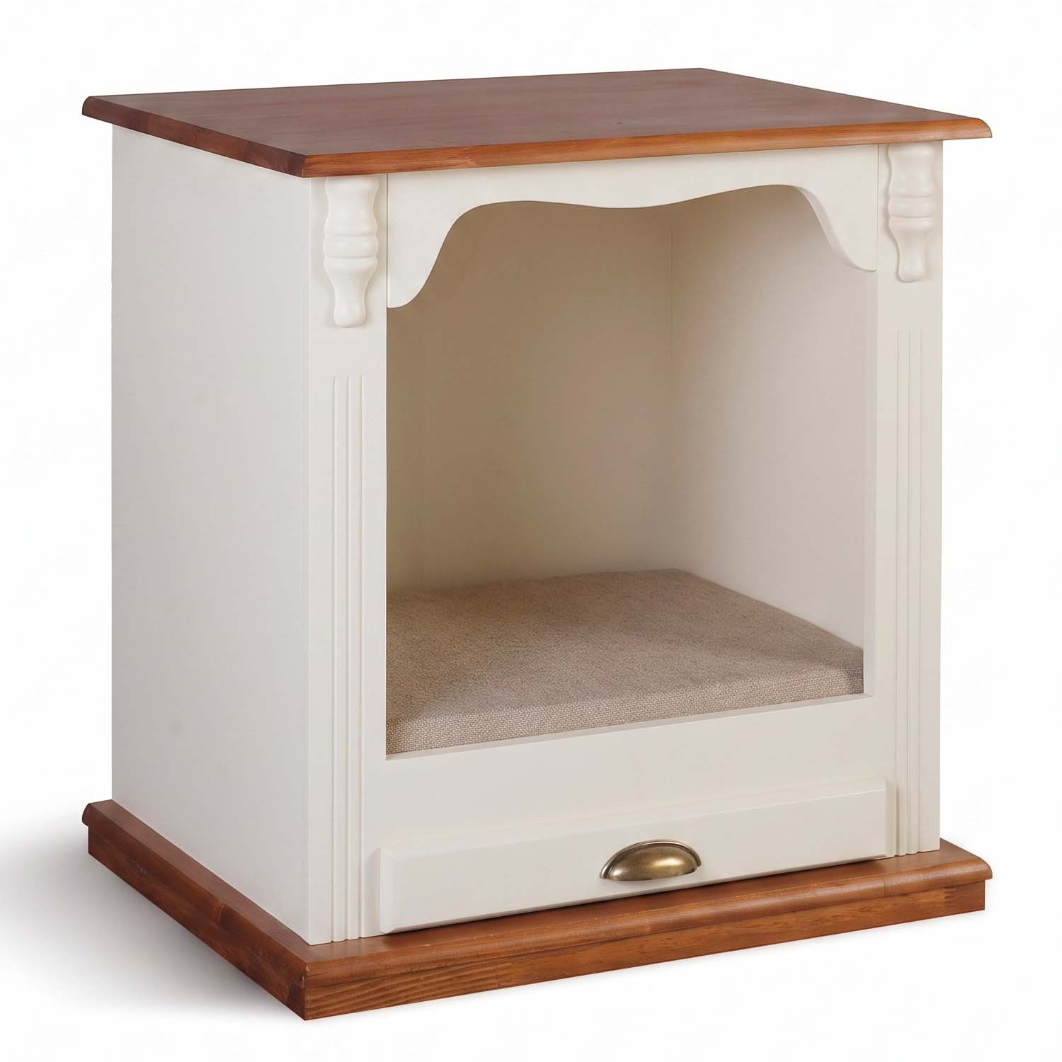 Mesa de Cabeceira Pet Com Tratador Removível 61 x 60 x 40 cm (A x L x P) - Cor Offwhite - Imbuia Glazer 