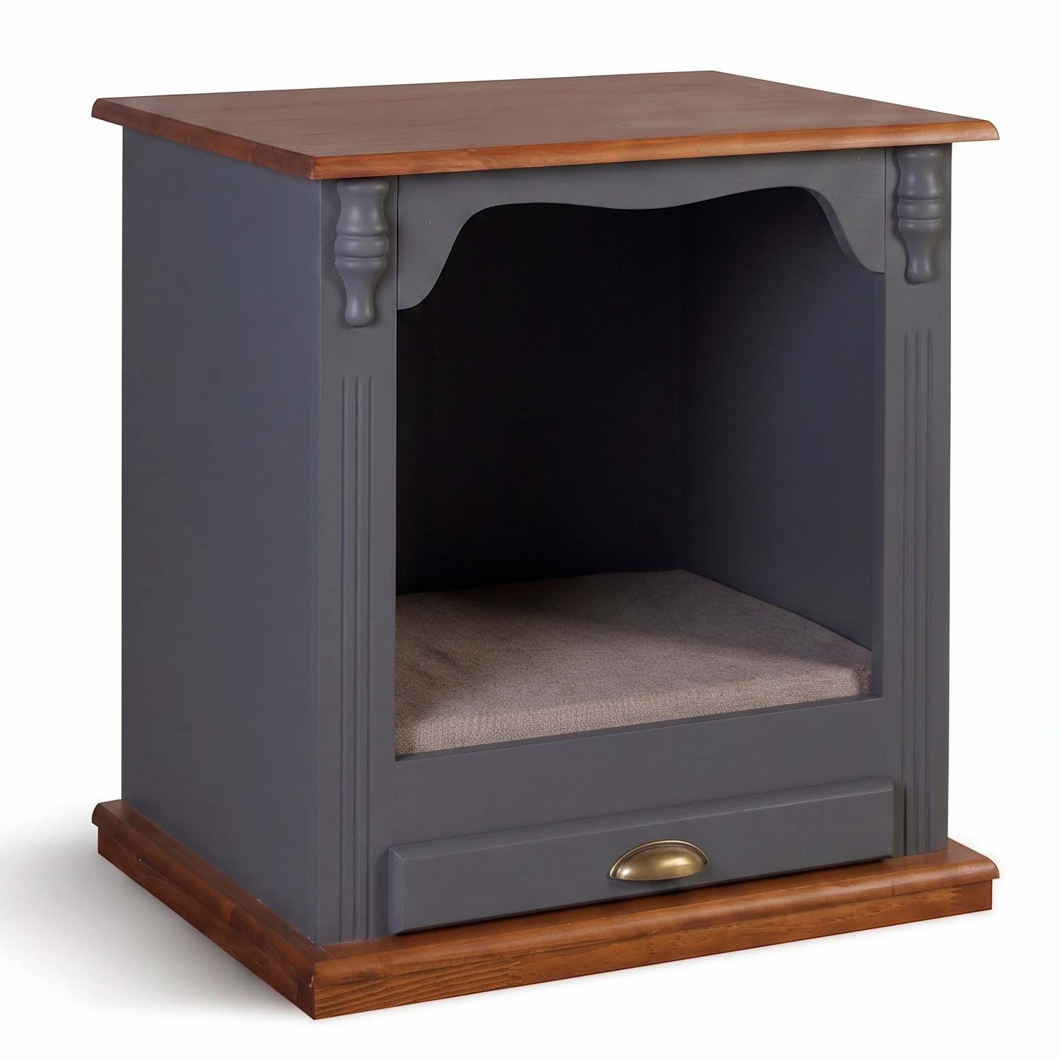 Mesa de Cabeceira Pet Com Tratador Removível 61 x 60 x 40 cm (A x L x P) - Cor Cinza Escuro - Imbuia Glazer 