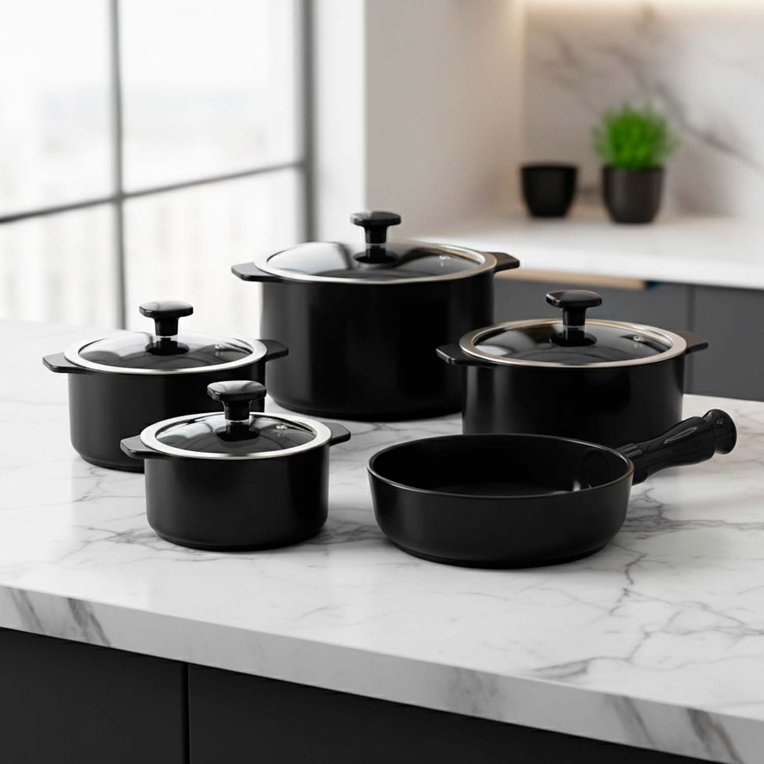 Conjunto 5 Panelas de Cerâmica Slim Ceraflame Preto